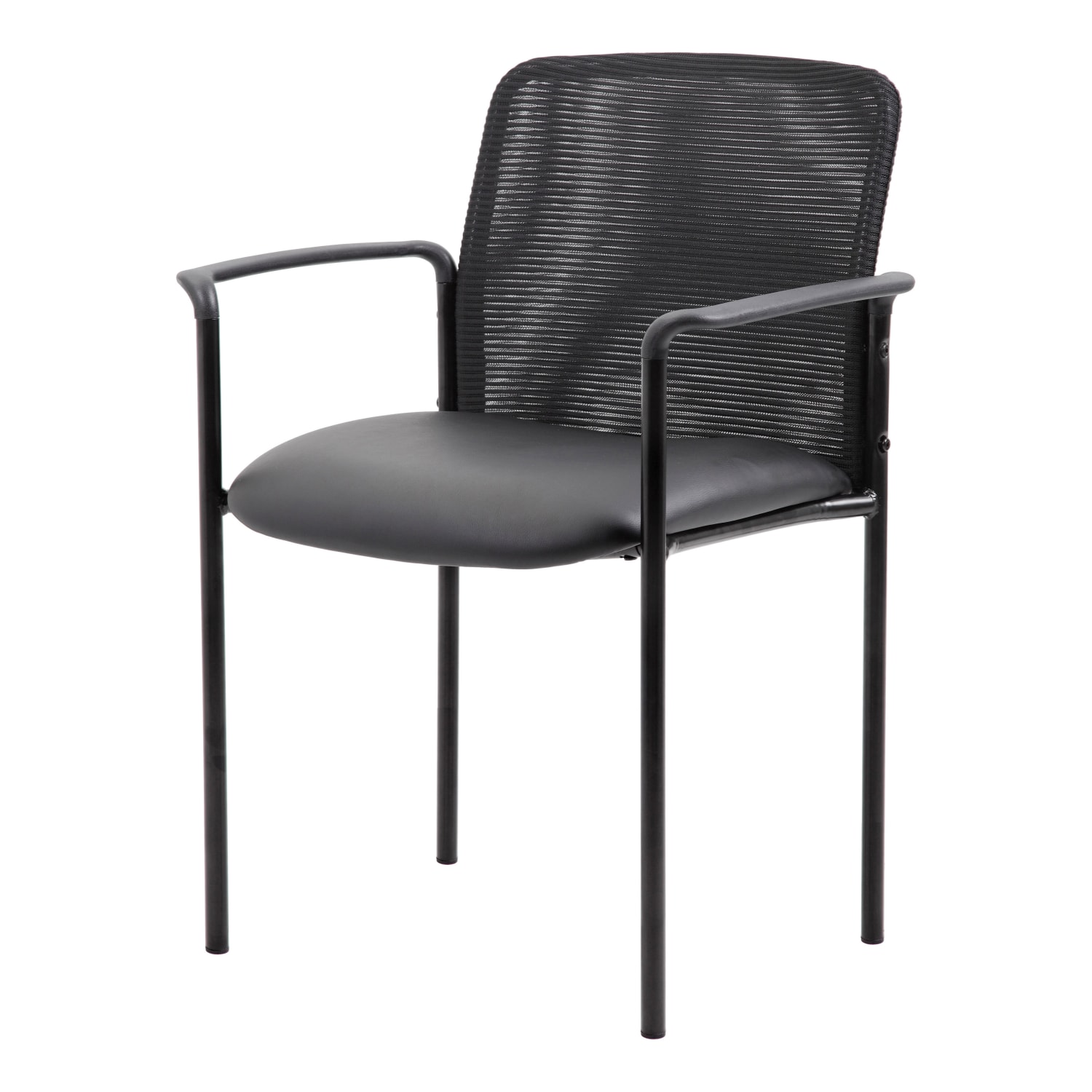 Boss Office Products CaressoftMesh Stacking Guest Chair Black PopularChairscom