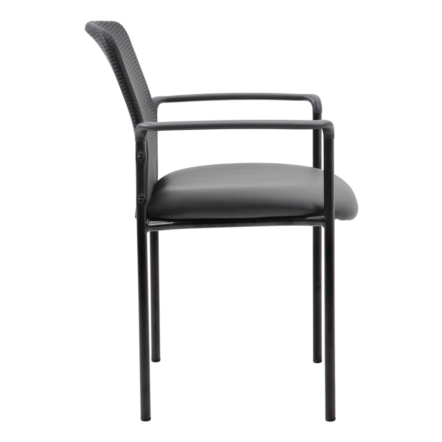 Boss Office Products CaressoftMesh Stacking Guest Chair Black PopularChairscom