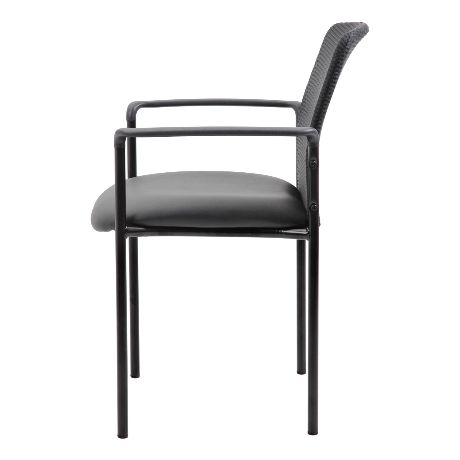 Boss Office Products CaressoftMesh Stacking Guest Chair Black PopularChairscom