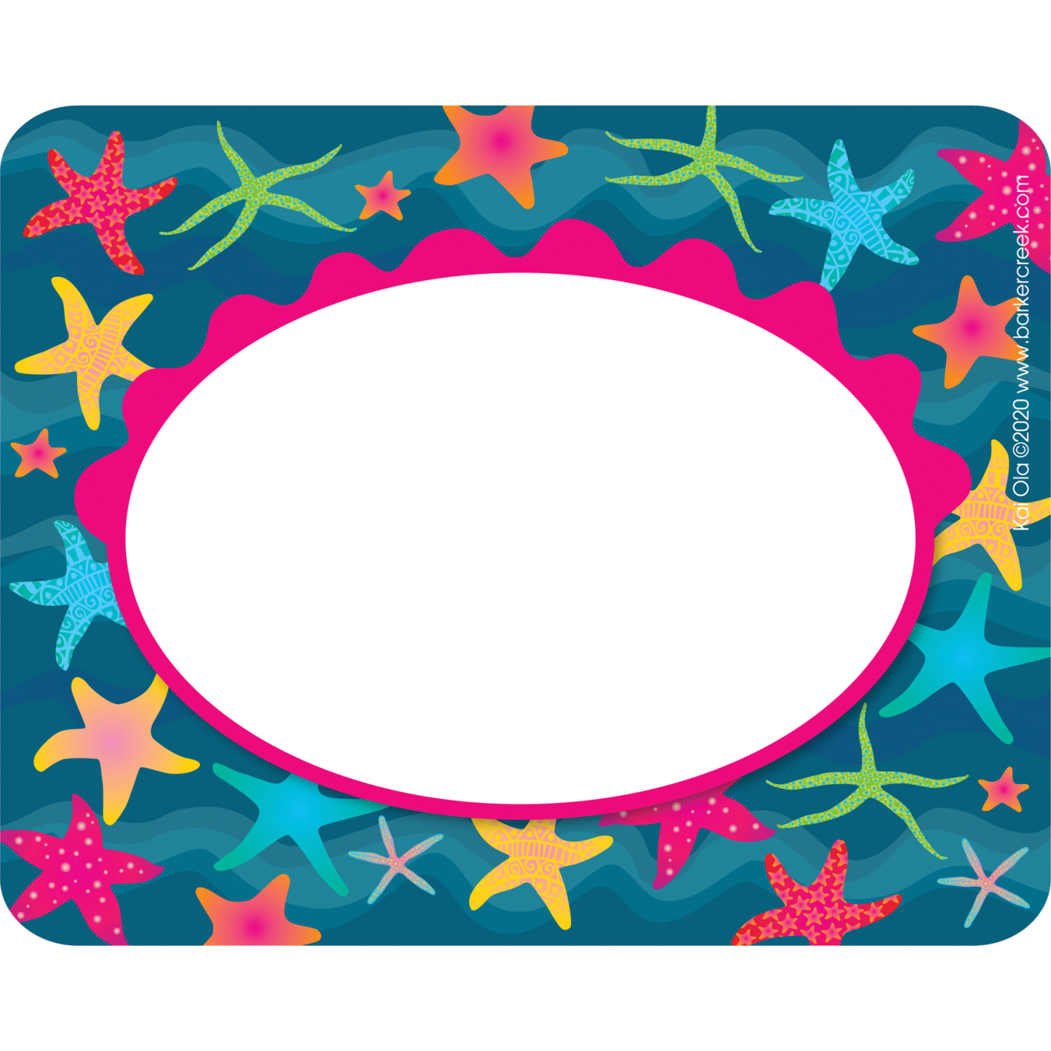 Barker Creek Self-Adhesive Name Tags, 2-3/4in x 3-1/2in, Kai Ola, 45 Name Tags Per Pack, Case Of 2 Packs - Image 6