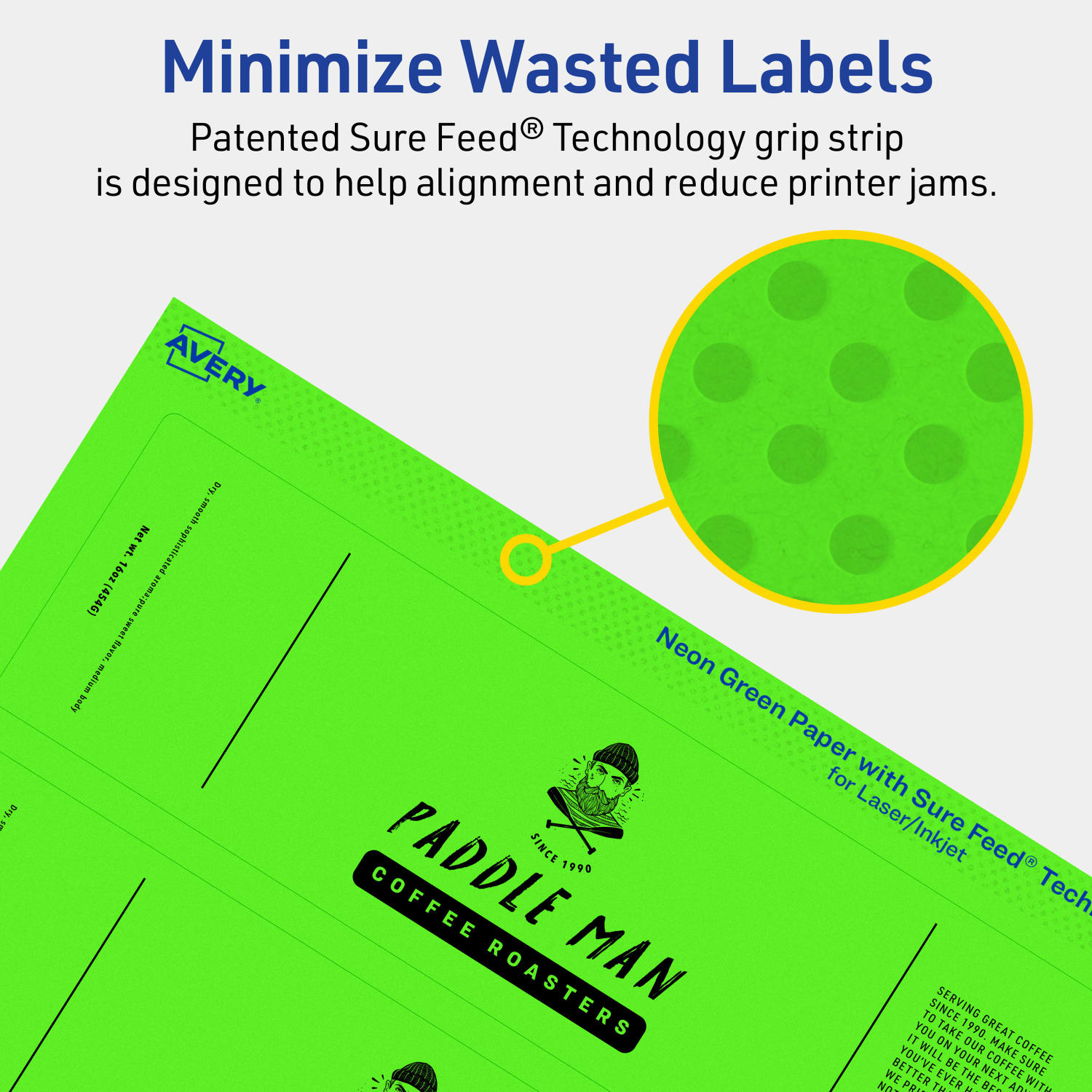 Avery Print-To-The-Edge Labels With Sure Feed Technology, 94244-NGP80, Rectangle, 2-1/4in x 7-3/4in, Matte Neon Green, Pack of 320 - Image 5