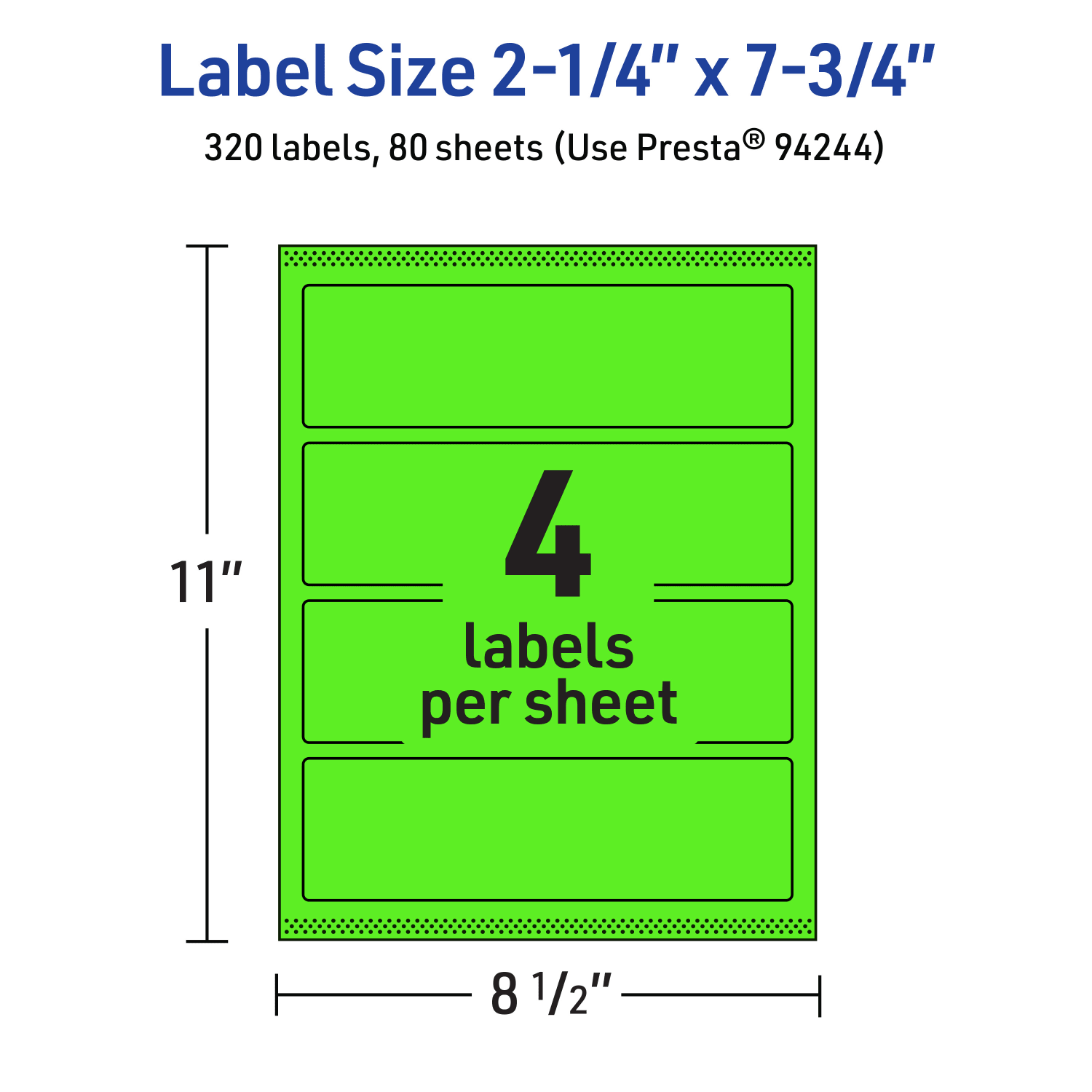 Avery Print-To-The-Edge Labels With Sure Feed Technology, 94244-NGP80, Rectangle, 2-1/4in x 7-3/4in, Matte Neon Green, Pack of 320 - Image 6