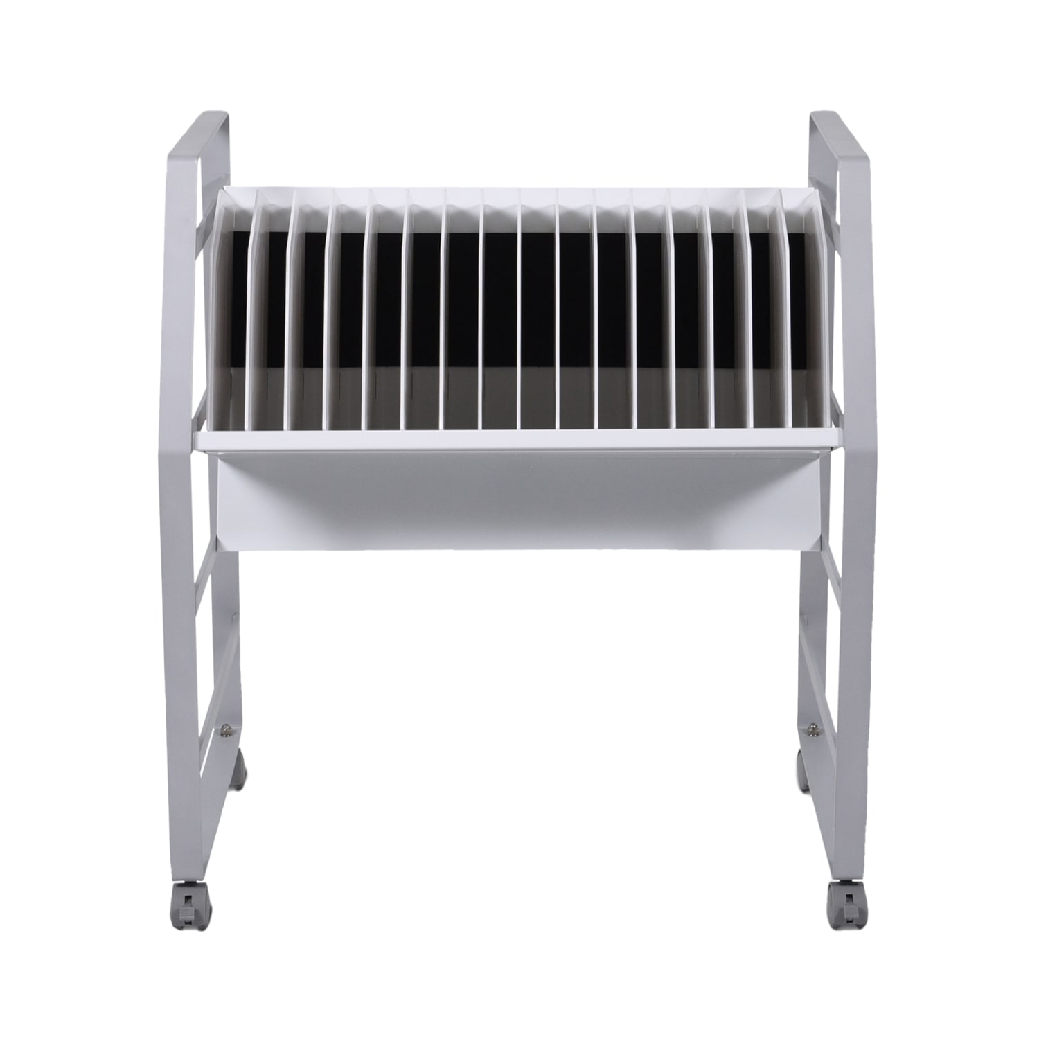 Luxor 16-Tablet Open Charging Cart, 30inH x 27inW x 14-3/4inD, Gray/White - Image 3