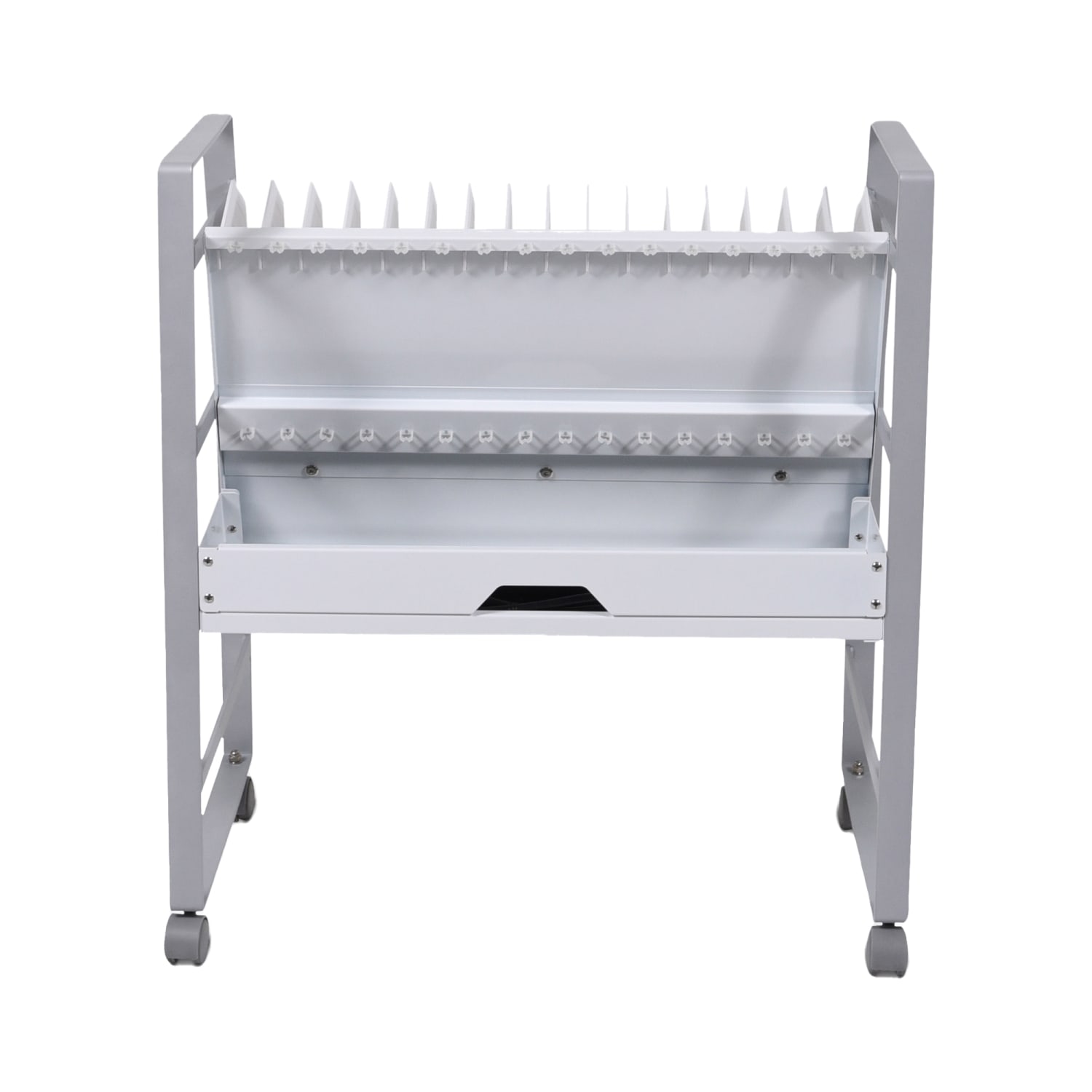 Luxor 16-Tablet Open Charging Cart, 30inH x 27inW x 14-3/4inD, Gray/White - Image 4