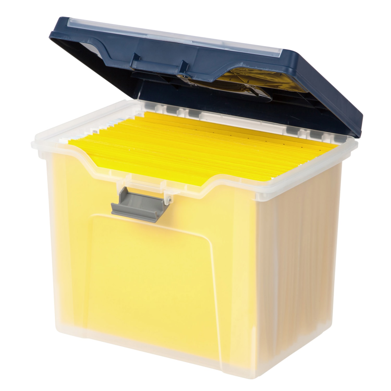 Office Depot Brand Mobile File Box, Large, Letter Size, 11-5/8inH x 13-13/6inW x 10inD, Clear/Blue - Image 5