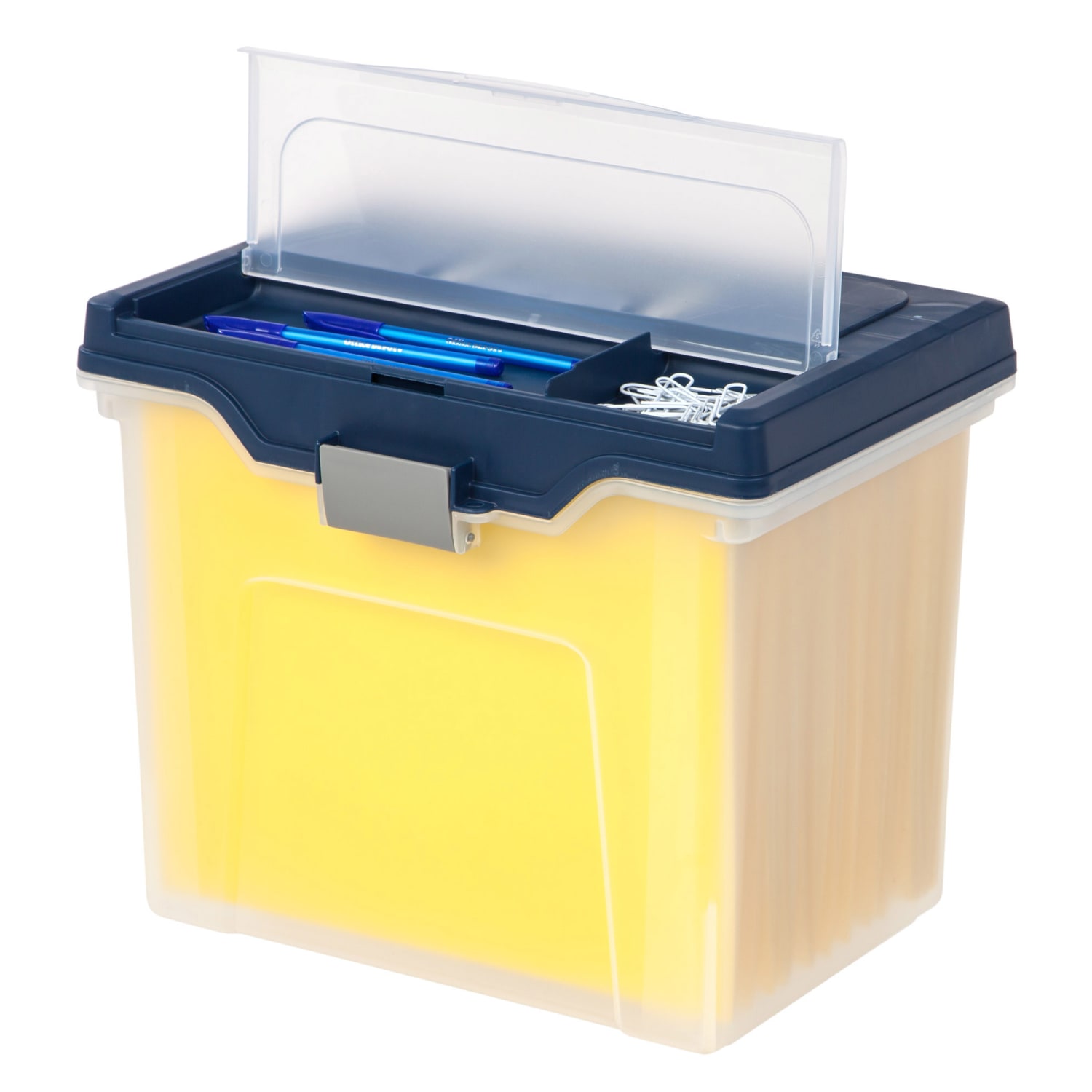 Office Depot Brand Mobile File Box, Large, Letter Size, 11-5/8inH x 13-13/6inW x 10inD, Clear/Blue - Image 6