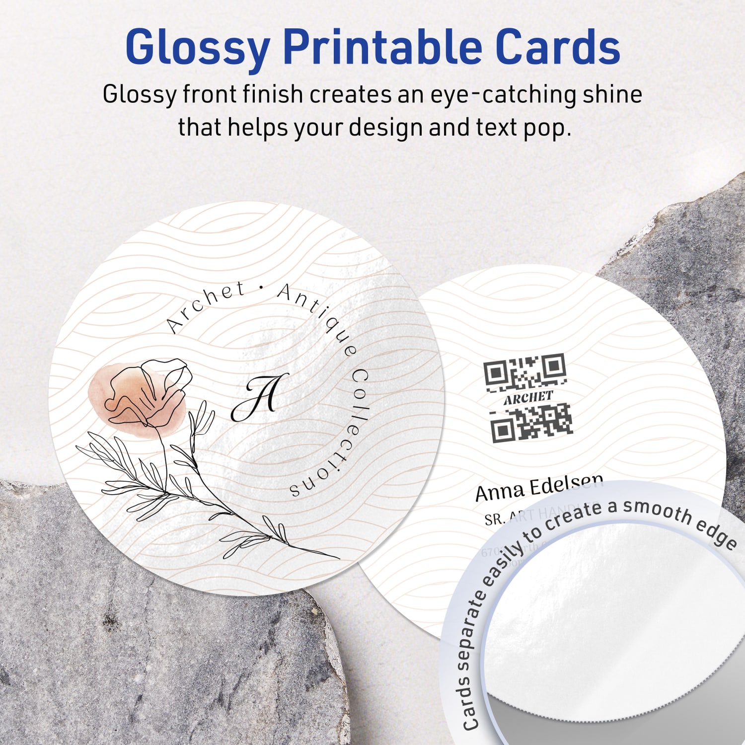 Avery Printable Note Cards With Sure Feed Technology, 3in Round, Glossy White, Pack Of 300 - Image 3