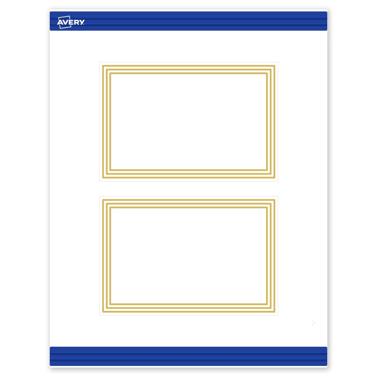 Avery Printable Postcards With Sure Feed Technology, 4in x 6in, Matte White With Preprinted Gold Multi-Lined Border, Pack Of 20