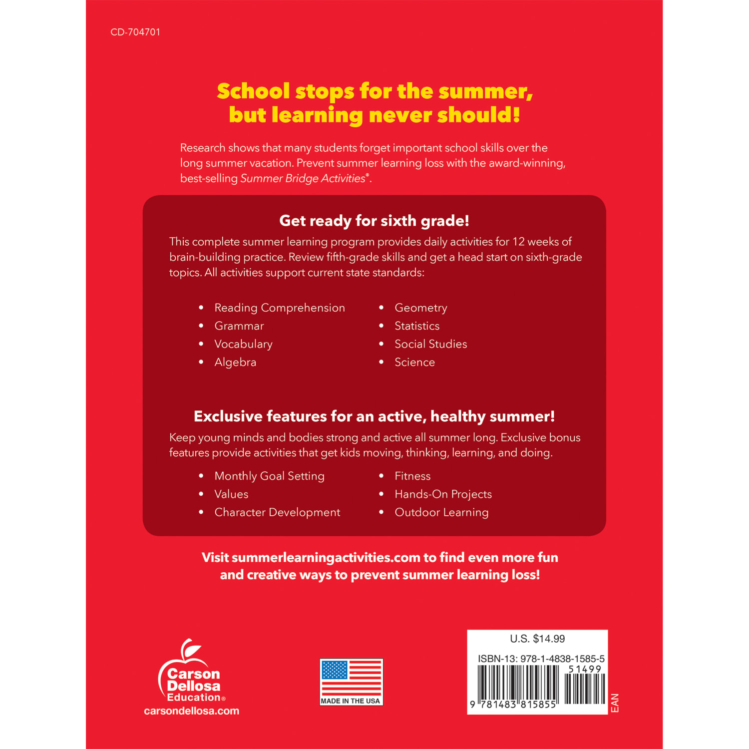 Carson-Dellosa Summer Bridge Activities Workbook, 3rd Edition, Grades 5-6 - Image 3