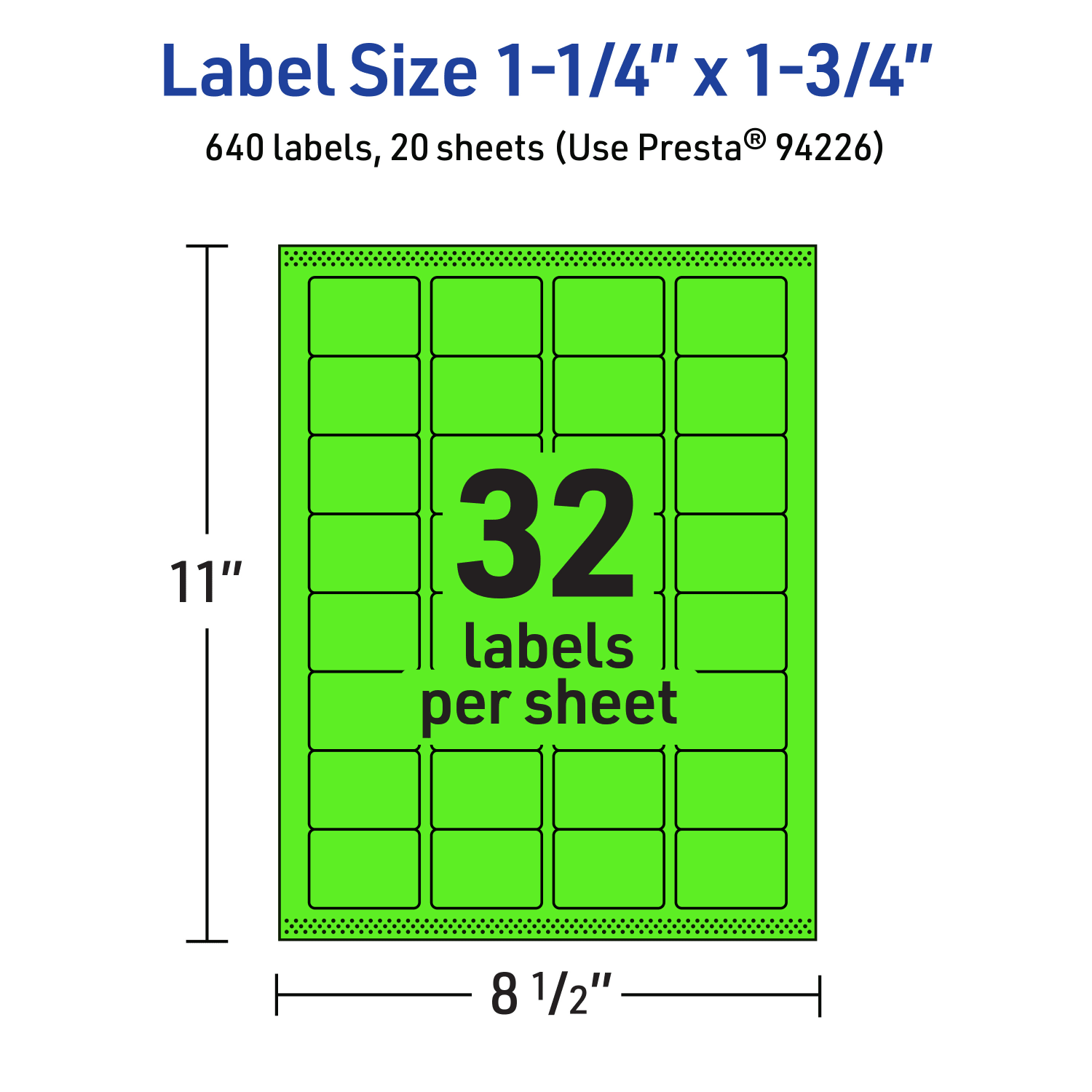 Avery Printable Labels With Sure Feed Technology, 94226-NGP20, Rectangle, 1-1/4in x 1-3/4in, Matte Neon Green, Pack of 640 - Image 6
