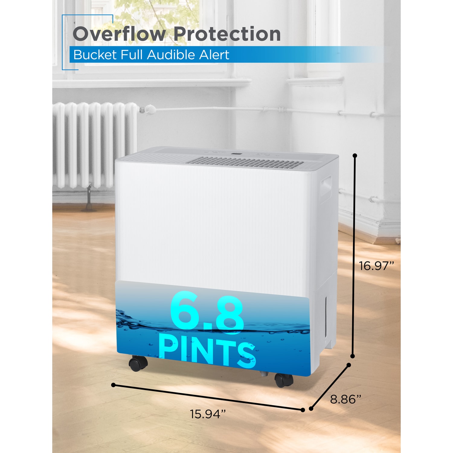 Black+Decker 22-Pint Portable Dehumidifier, 1,500 Sq. Ft. Coverage, White, Total Qty 1 - Image 4