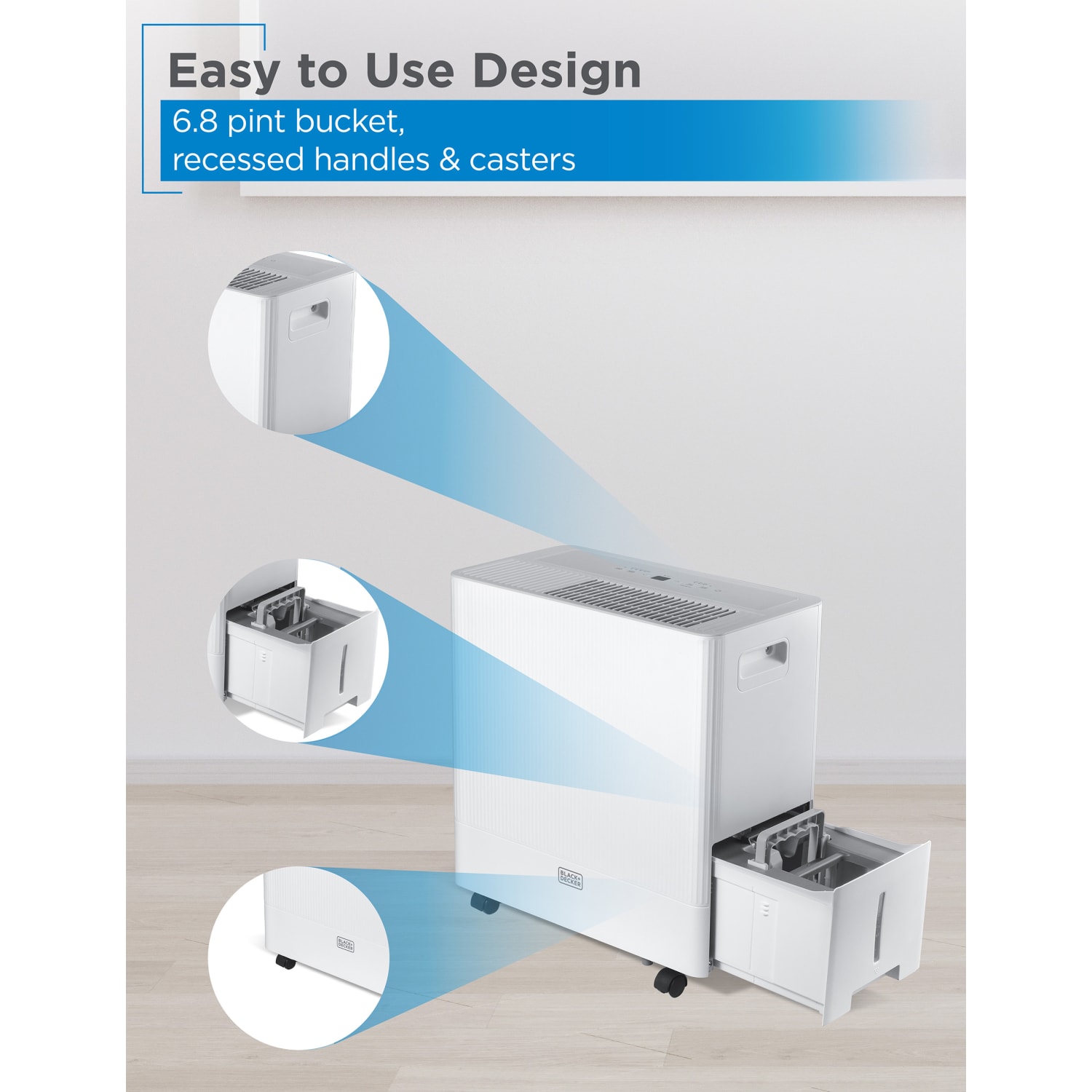 Black+Decker 22-Pint Portable Dehumidifier, 1,500 Sq. Ft. Coverage, White, Total Qty 1 - Image 6