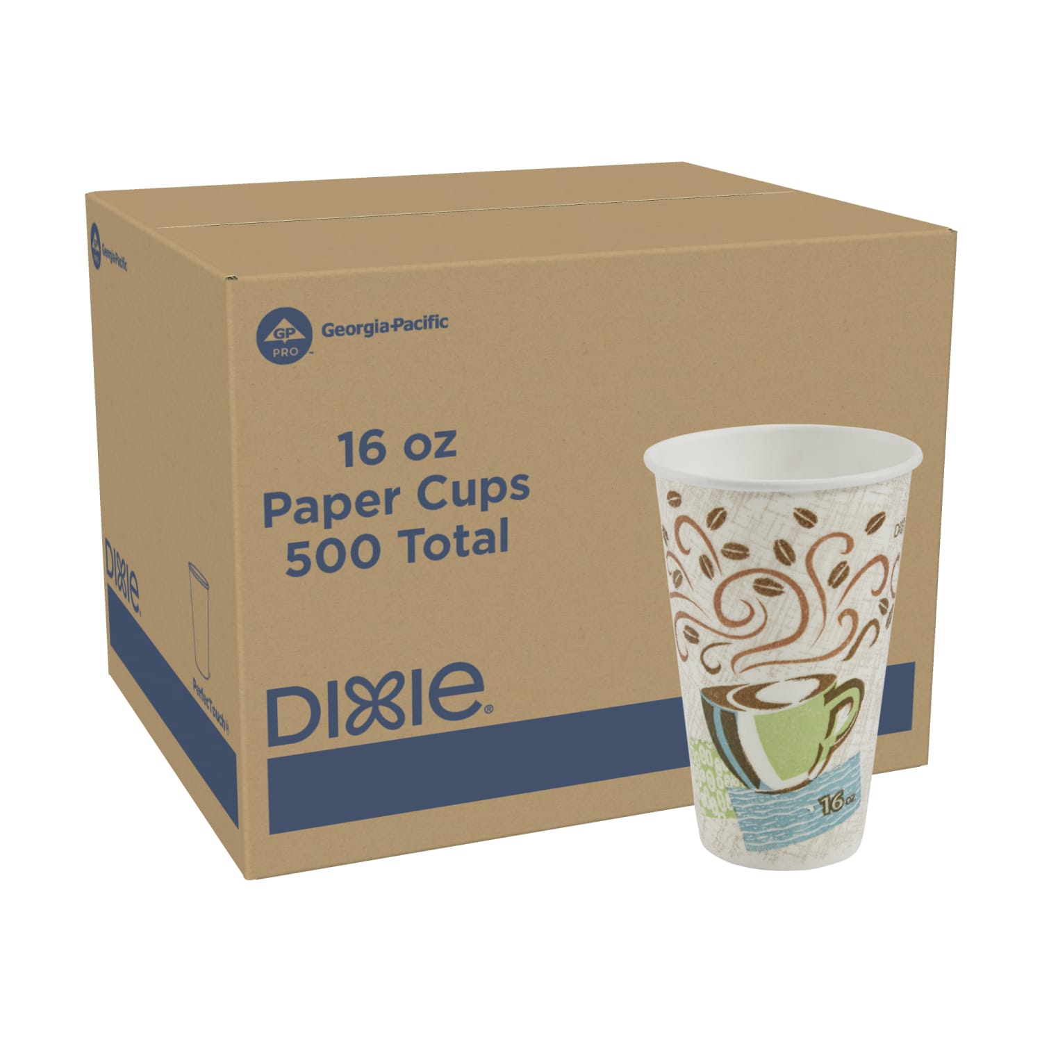 Dixie PerfecTouch by GP PRO Hot Cups, 16 Oz, Case Of 500 Cups