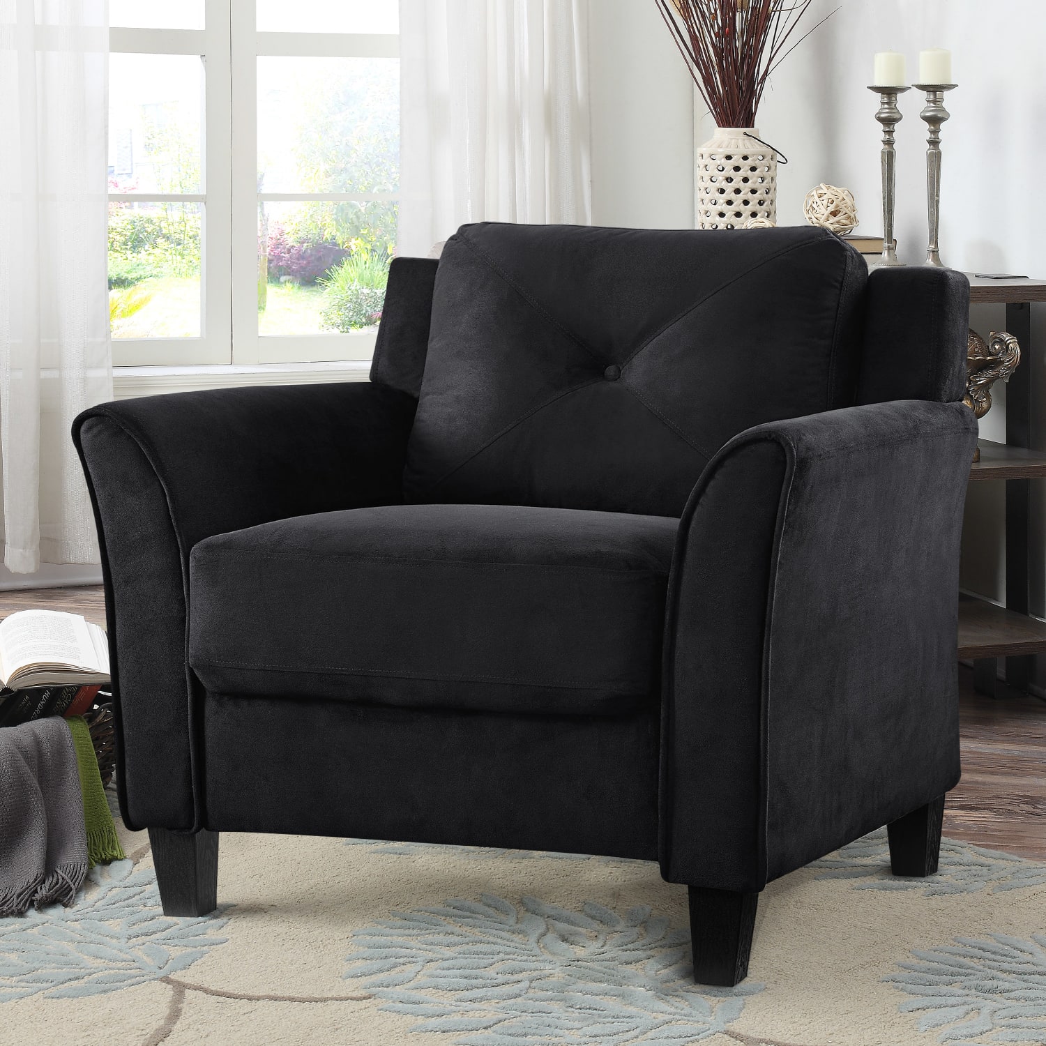 Lifestyle Solutions Hanson Microfiber Chair, Black - Image 4