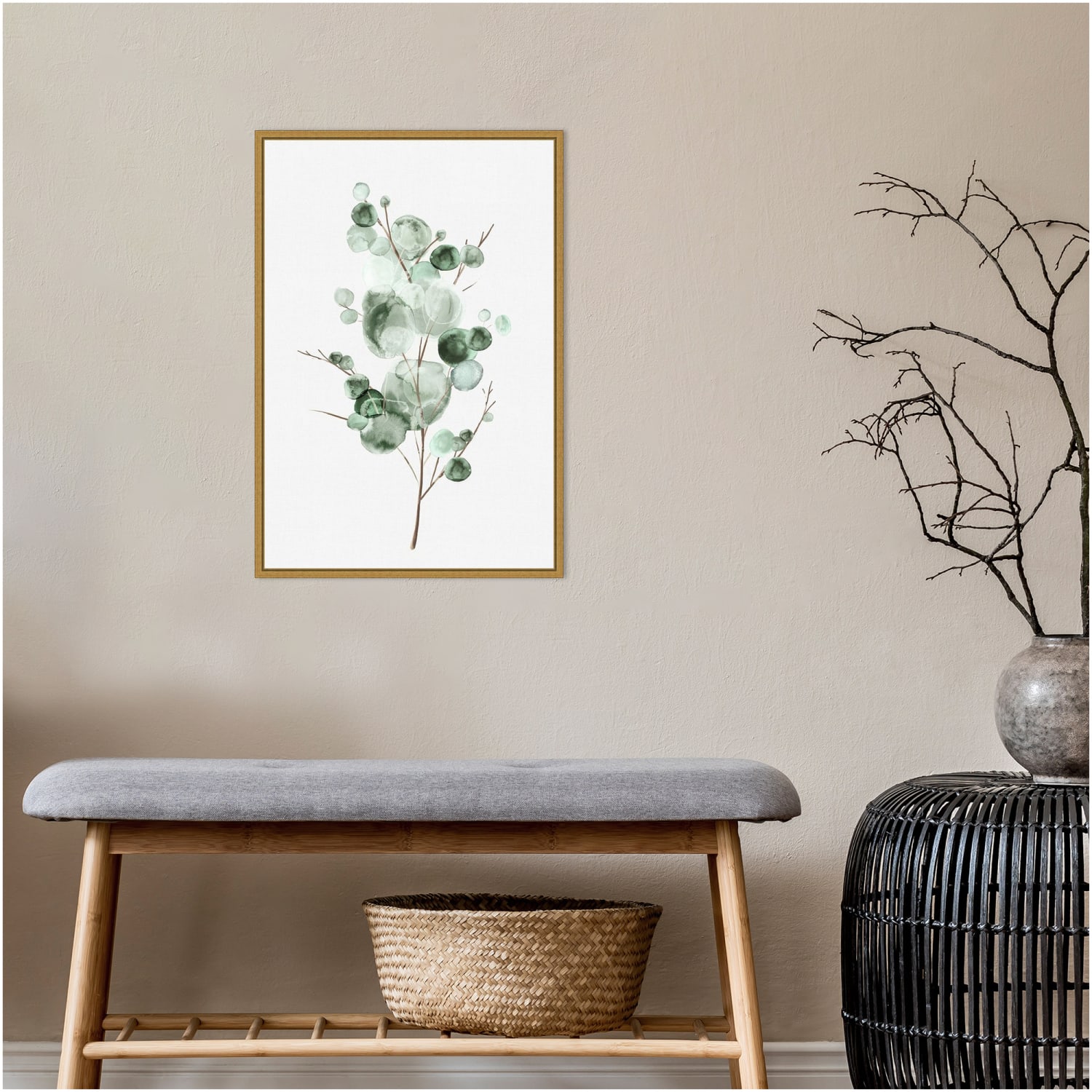 Amanti Art Tender Sprout I Eucalyptus by Eva Watts Framed Canvas Wall Art Print, 23inH x 16inW, Gold - Image 4