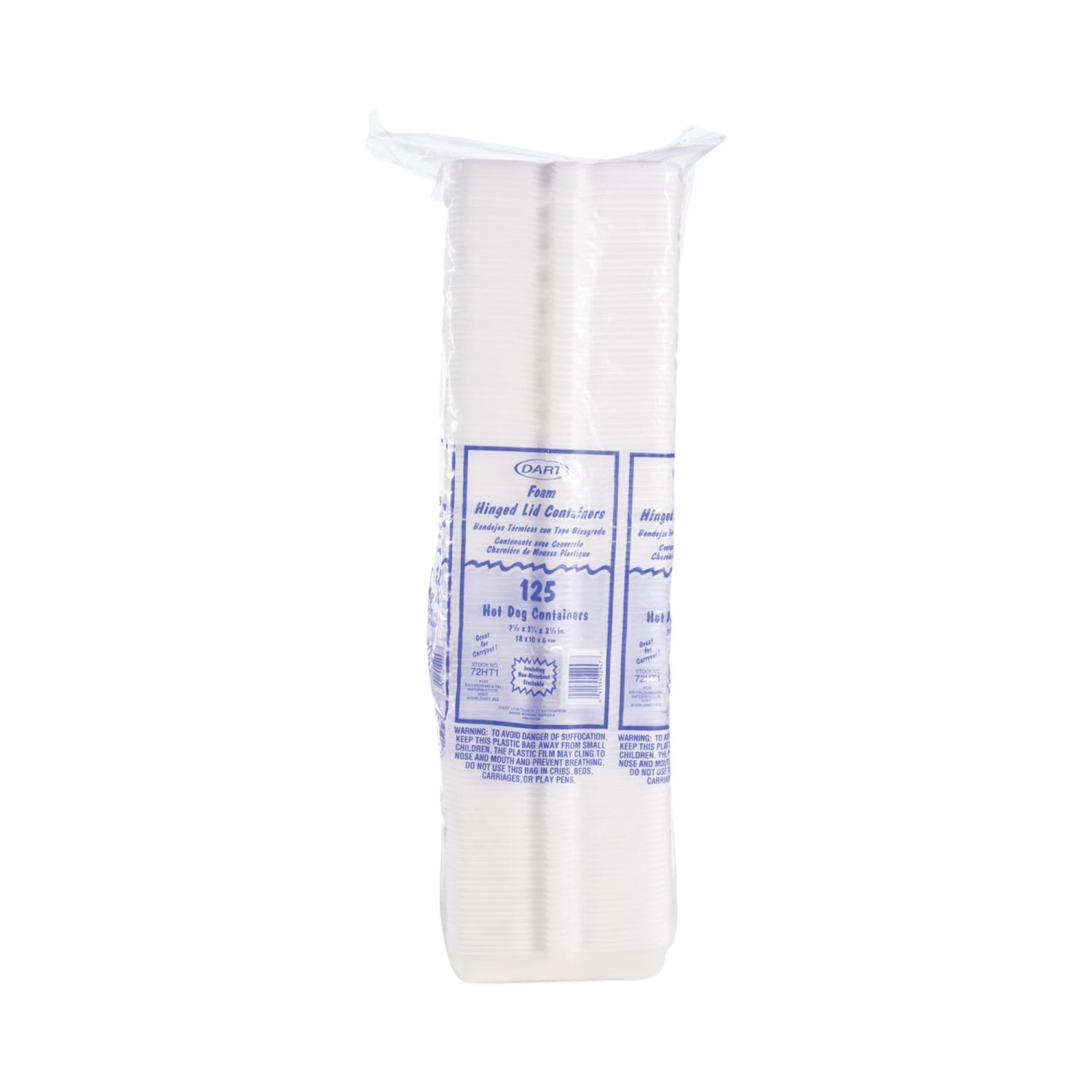 Dart Foam Hinged-Lid Containers, Hot Dog, 2-5/16inH x 3-13/16inW x 7-1/8inD, White, 125 Containers Per Bag, Carton Of 4 Bags - Image 4