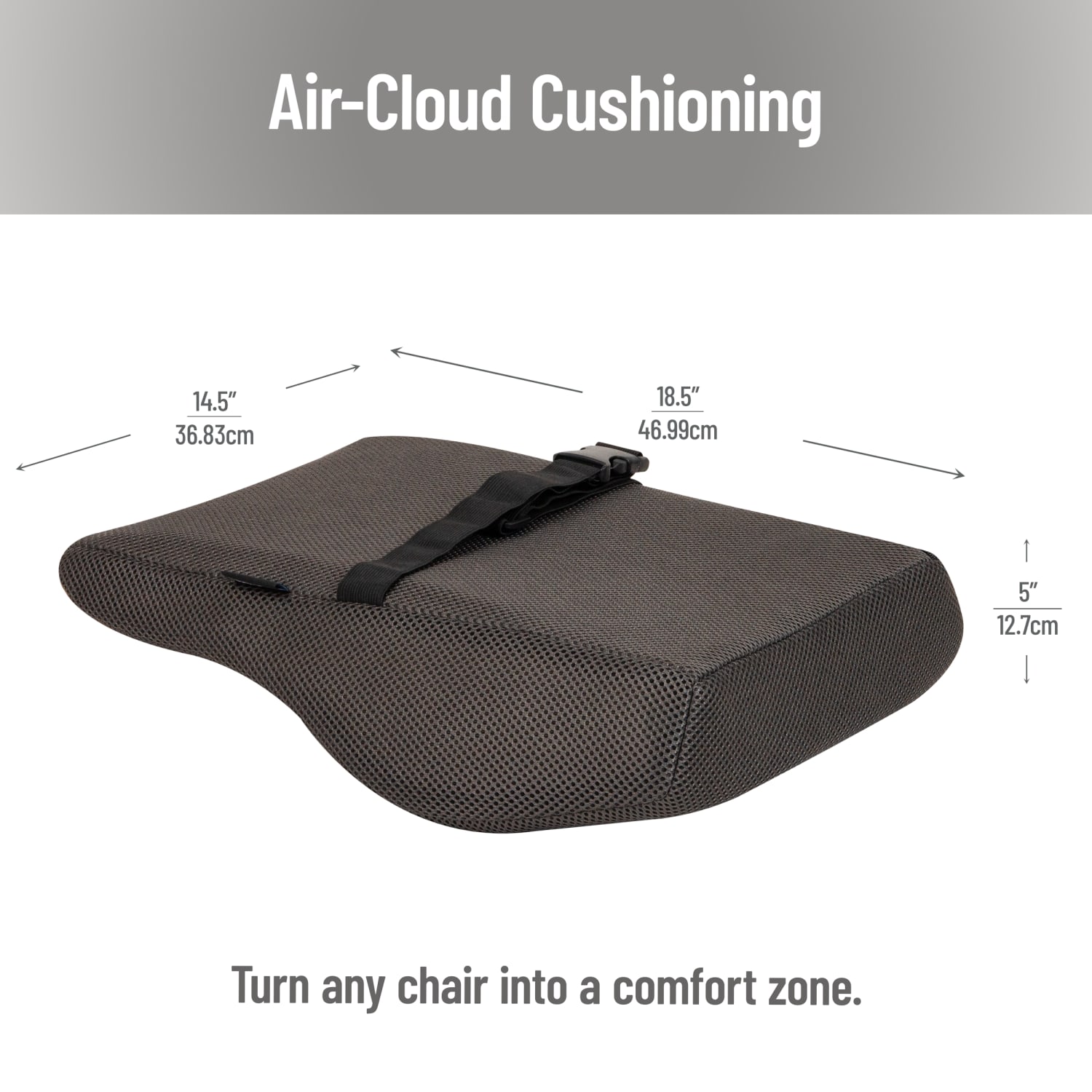 Mind Reader Lumber Support Cushion, 18-1/2inH x 5inW x 14-1/2inD, Gray - Image 5