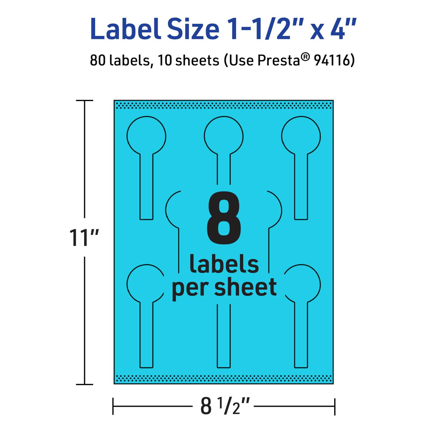 Avery Print-To-The-Edge Labels With Sure Feed Technology, 94116-BBP10, Lollipop, 1-1/2in x 4in, Matte Bright Blue, Pack of 80 - Image 6