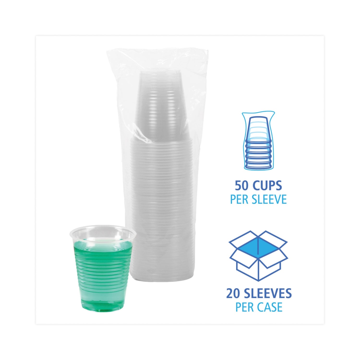 Boardwalk Plastic Cold Cups, 12 Oz, Clear, Sleeve Of 50 Cups, Carton Of 20 Sleeves - Image 5