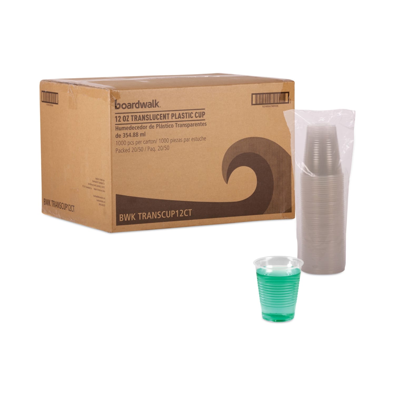Boardwalk Plastic Cold Cups, 12 Oz, Clear, Sleeve Of 50 Cups, Carton Of 20 Sleeves - Image 6