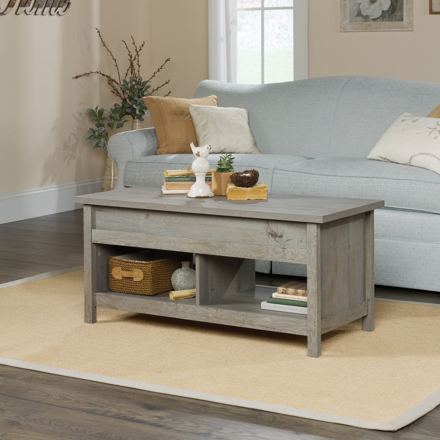 Sauder Cannery Bridge Lift-Top Coffee Table, Rectangular, Mystic Oak - Image 4