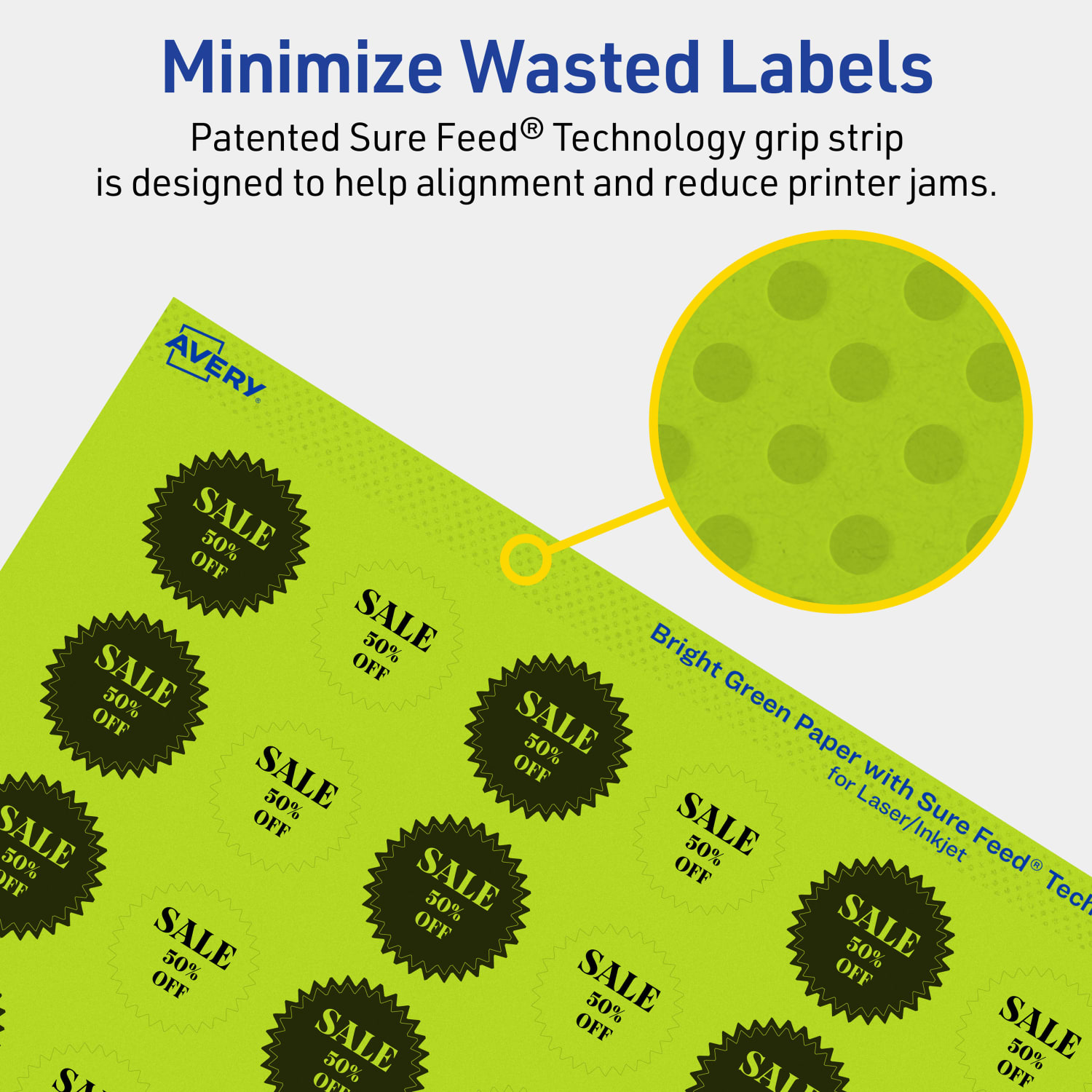 Avery Print-To-The-Edge Labels With Sure Feed Technology, 94606-BGP80, Starburst, 1in, Matte Bright Green, Pack of 3840 - Image 5