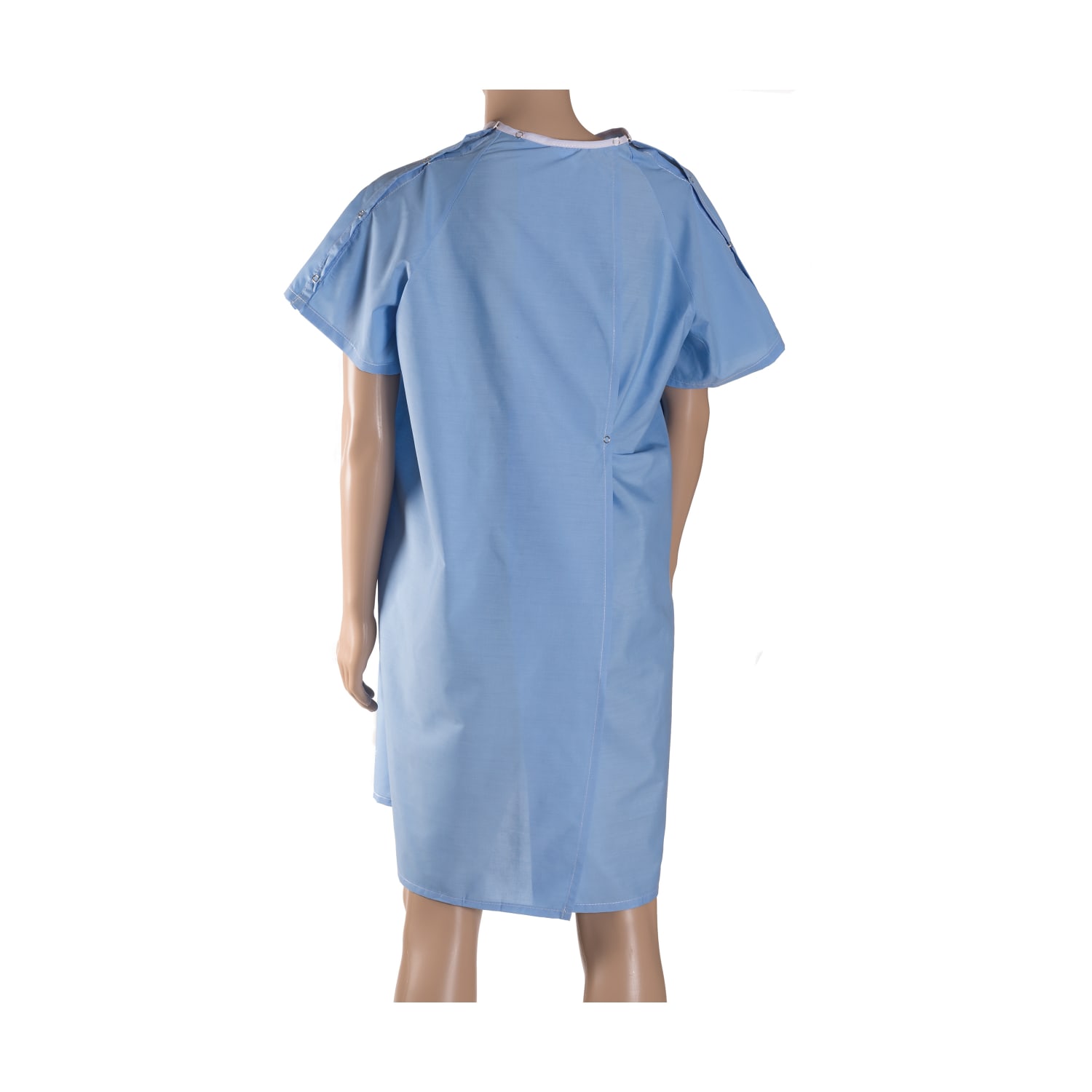 DMI Easy-Access Patient Hospital Gown With Snap Shoulders, One Size Fits Most, Blue - Image 3