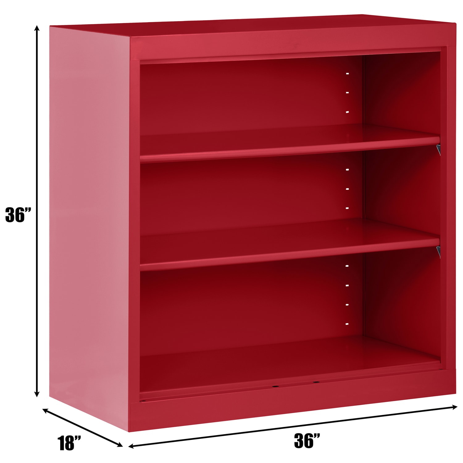 Sandusky 3-Shelf Welded Steel Bookcase, 36inH x 36inW x 18inD, Red - Image 6