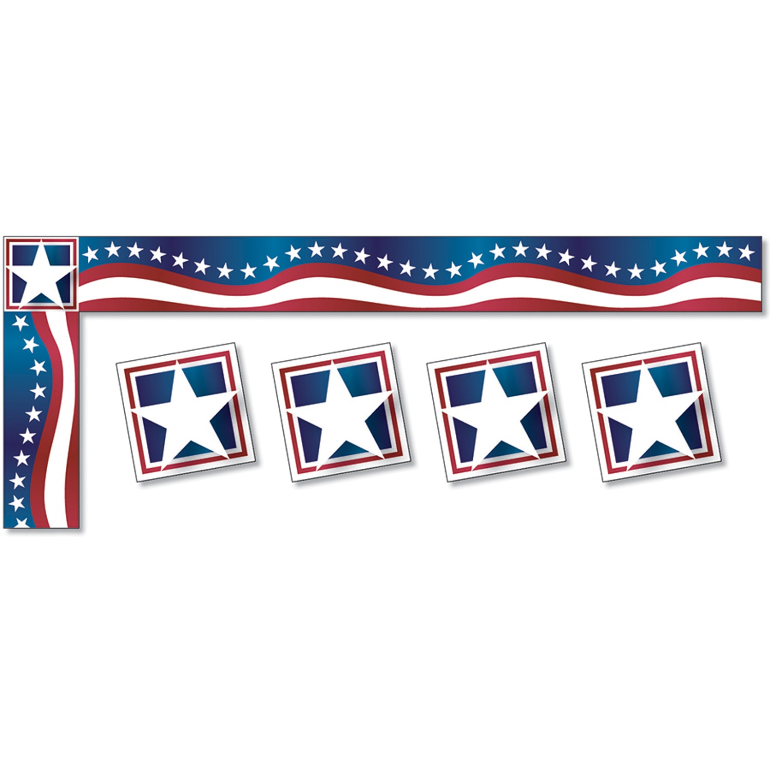 North Star Teacher Resources All Around The Board Trimmers, Stars & Stripes, 43' Per Pack, Set Of 6 Packs - Image 3