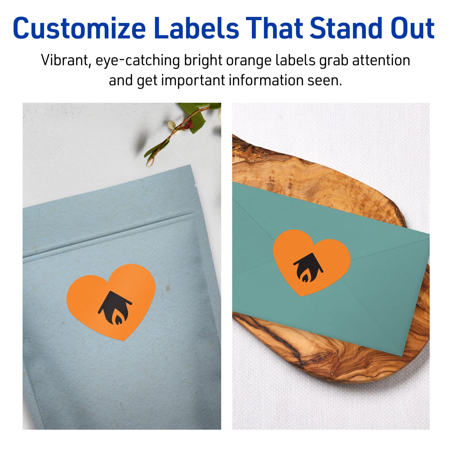 Avery Print-To-The-Edge Labels With Sure Feed Technology, 94603-BOP40, Heart, 2-9/32in x 1-27/32in, Matte Bright Orange, Pack of 480 - Image 4