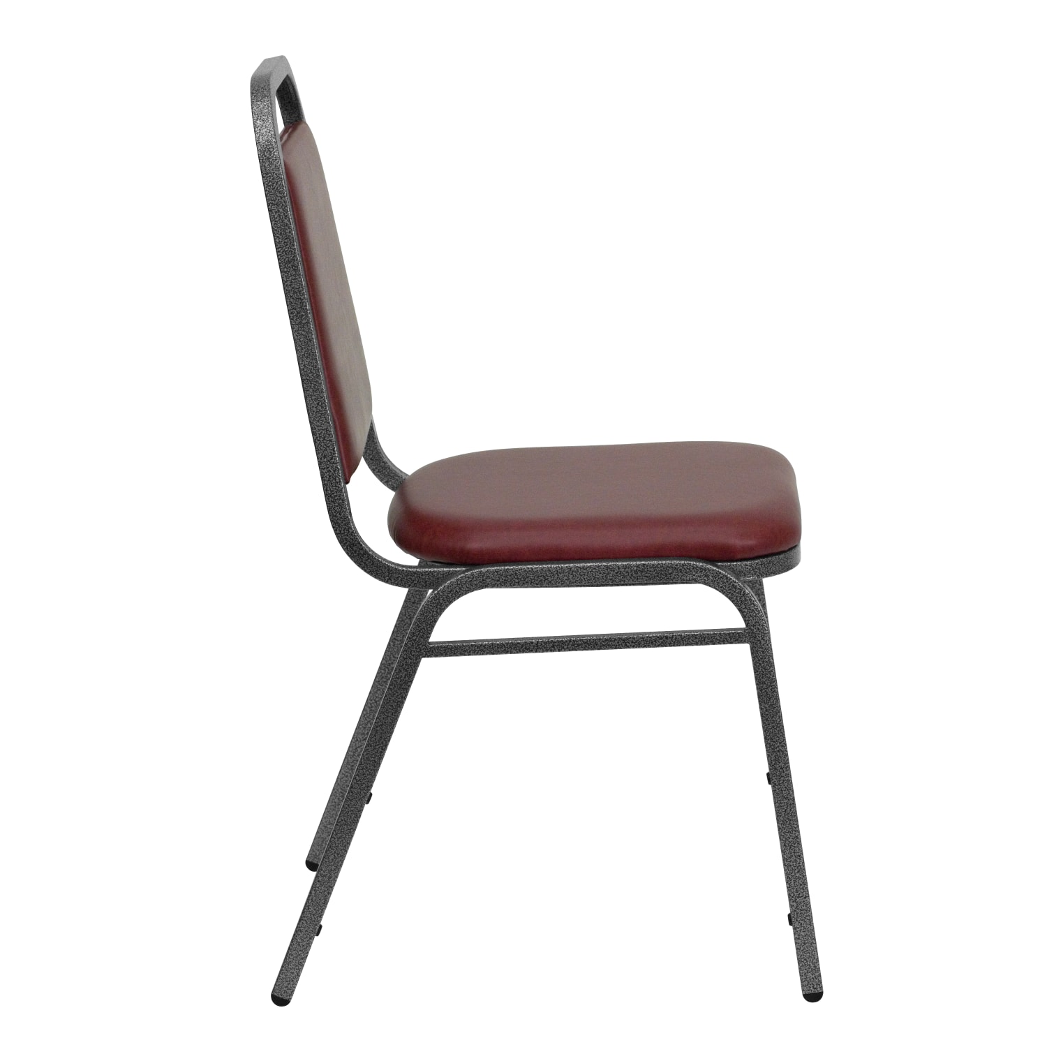 Flash Furniture HERCULES Series Trapezoidal Back Vinyl Stacking Banquet Chair with 15in Thick Seat Burgundy VinylSilver Vein Frame PopularChairscom