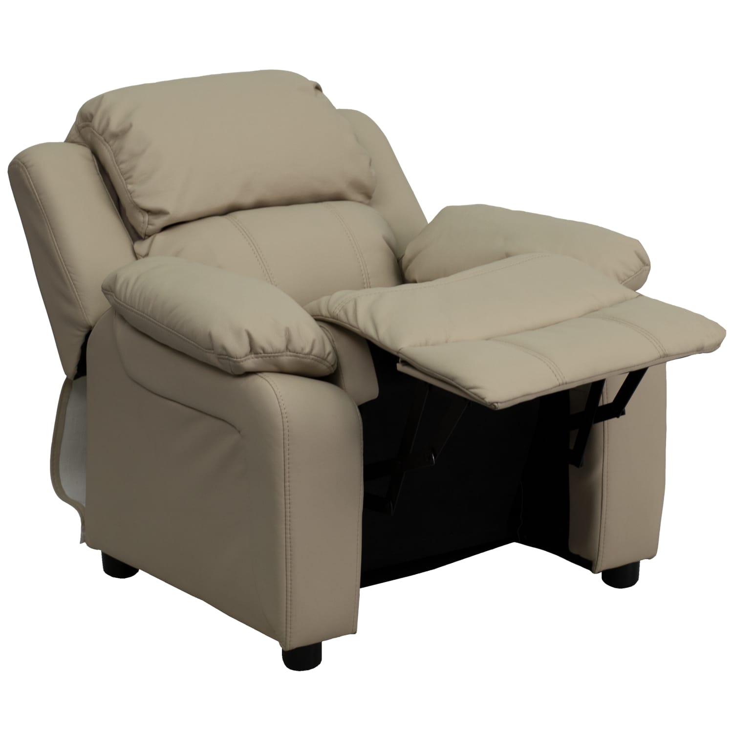Flash Furniture Deluxe Padded Contemporary Vinyl Kids Recliner Accent Chair With Storage Arms Beige PopularChairscom Flash Furniture Deluxe Padded Contemporary Vinyl Kids Recliner Accent Chair With Storage Arms Beige PopularChairscom