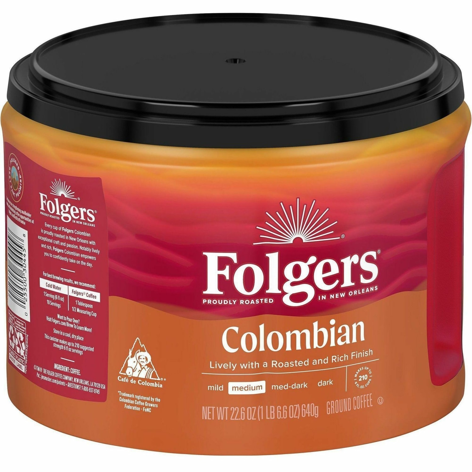 Folgers Ground 100% Colombian Coffee - Medium - 22.6 oz Per Canister - Ground - Columbian, Arabica - 1 Each - Image 3