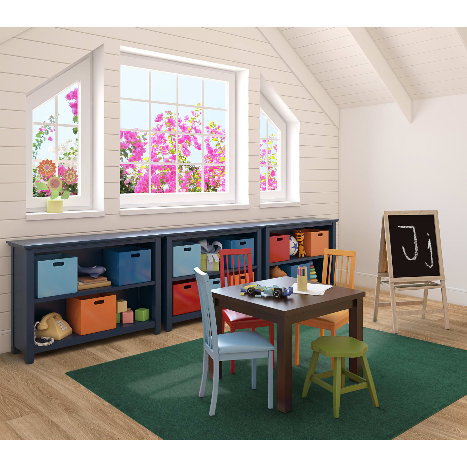 Joy Carpets Kid Essentials Solid Color Square Area Rug, Endurance, 6ft x 6ft, Forest - Image 3