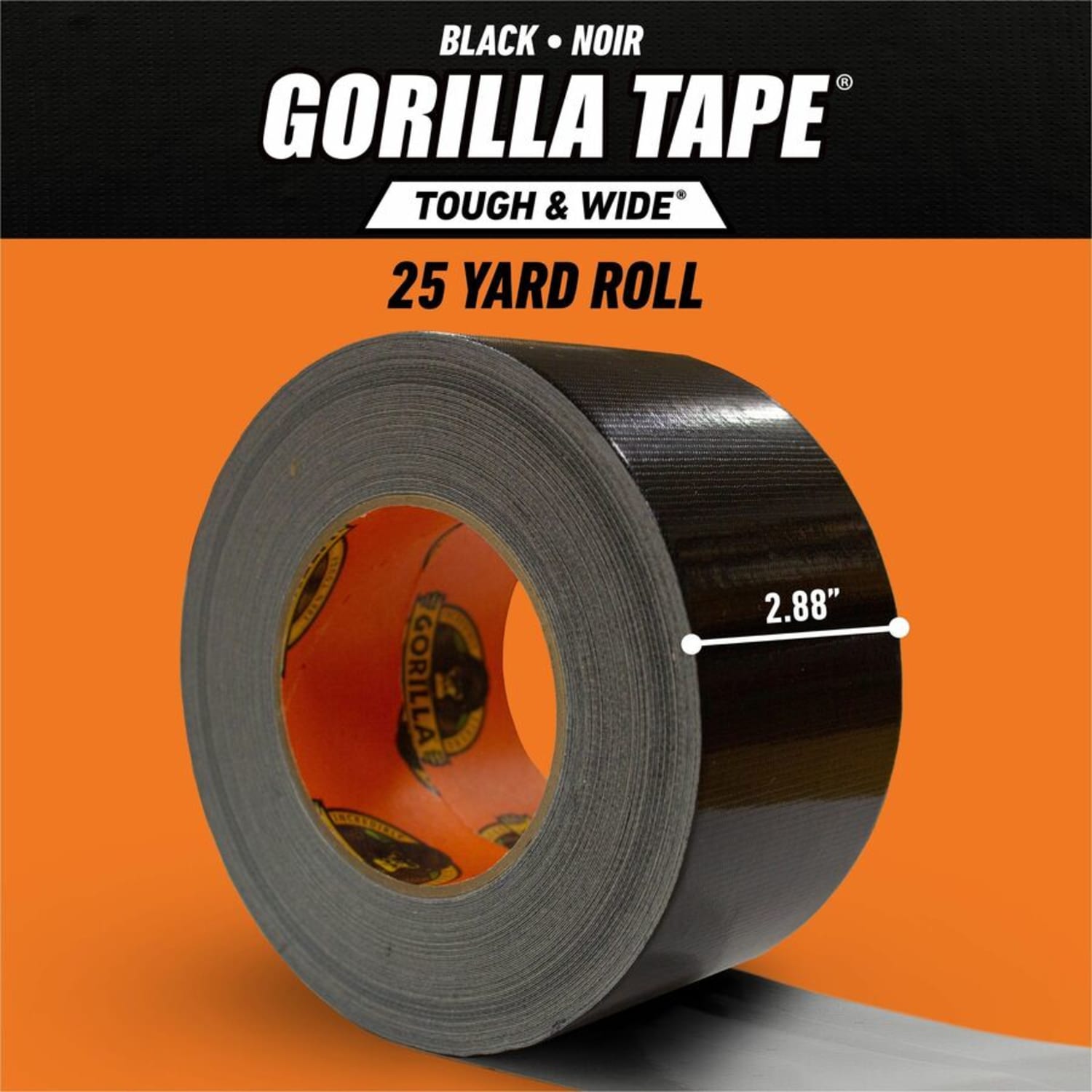 Gorilla Tough & Wide Tape - 25 yd Length x 2.88in Width - Black - 1 Roll - Image 5
