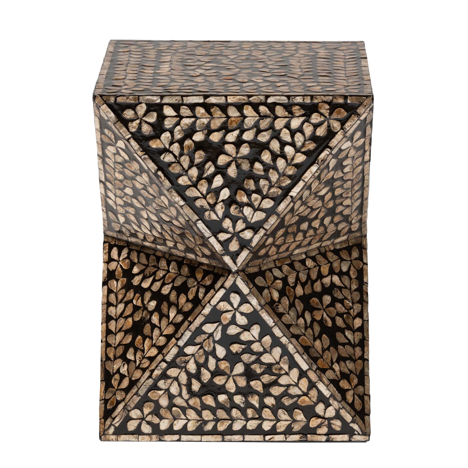 Baxton Studio Feronia Modern Bohemian Mother Of Pearl Square End Table, 18-1/8inH x 13-13/16inW x 13-13/16inD, Black/Bronze - Image 3