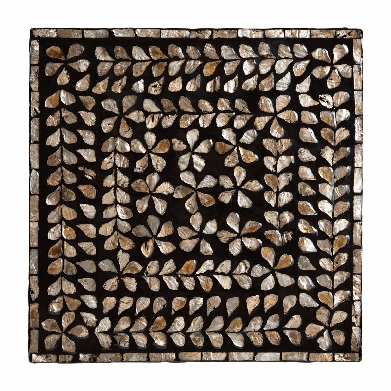 Baxton Studio Feronia Modern Bohemian Mother Of Pearl Square End Table, 18-1/8inH x 13-13/16inW x 13-13/16inD, Black/Bronze - Image 5