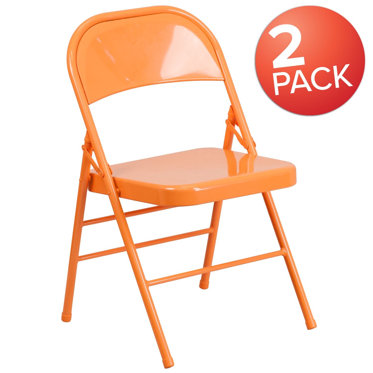 Flash Furniture HERCULES COLORBURST Series TripleBraced DoubleHinged Metal Folding Chairs Orange Marmalade Pack Of 2 Chairs PopularChairscom Flash Furniture HERCULES COLORBURST Series Triple Braced Double Hinged Metal Folding Chairs Orange Marmalade Pack Of 2 Chairs PopularChairscom