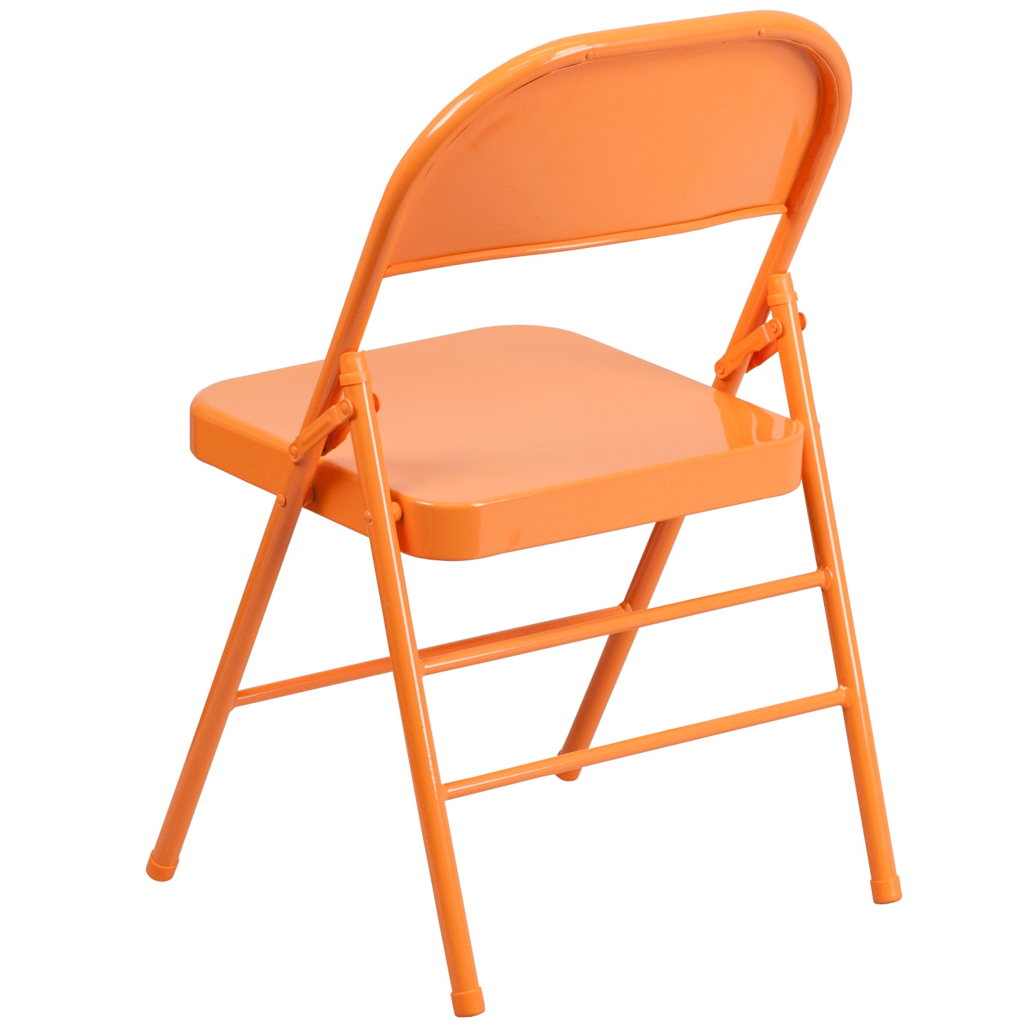 Flash Furniture HERCULES COLORBURST Series TripleBraced DoubleHinged Metal Folding Chairs Orange Marmalade Pack Of 2 Chairs PopularChairscom Flash Furniture HERCULES COLORBURST Series Triple Braced Double Hinged Metal Folding Chairs Orange Marmalade Pack Of 2 Chairs PopularChairscom