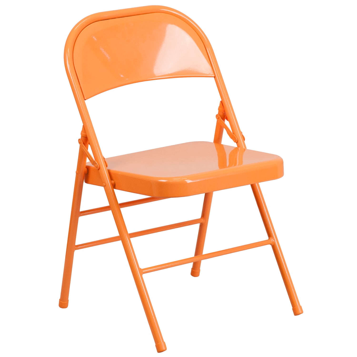 Flash Furniture HERCULES COLORBURST Series TripleBraced DoubleHinged Metal Folding Chairs Orange Marmalade Pack Of 2 Chairs PopularChairscom Flash Furniture HERCULES COLORBURST Series Triple Braced Double Hinged Metal Folding Chairs Orange Marmalade Pack Of 2 Chairs PopularChairscom