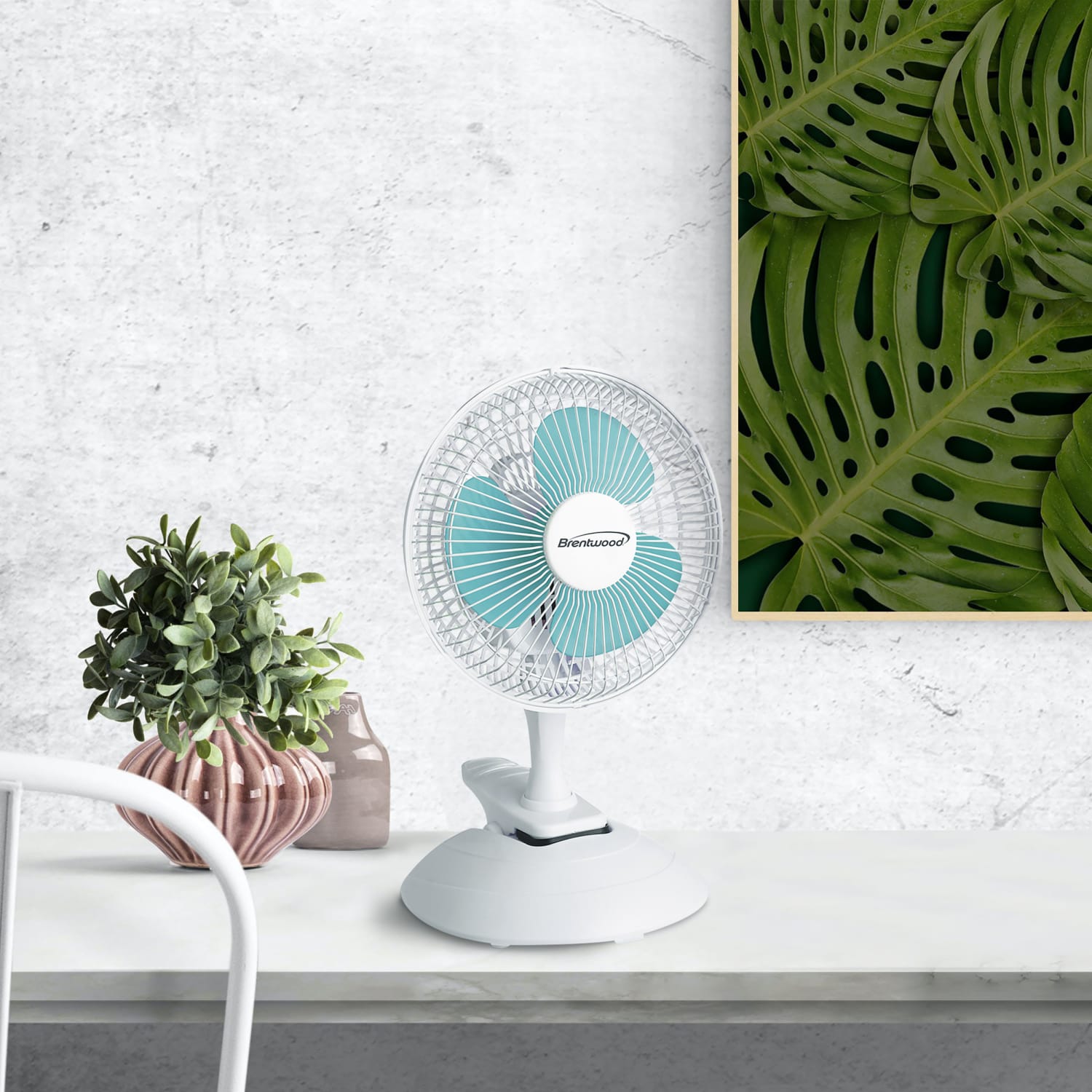 Optimus Kool Zone Mini Table Fan, 12inH x 6inW x 6inD, White - Image 6