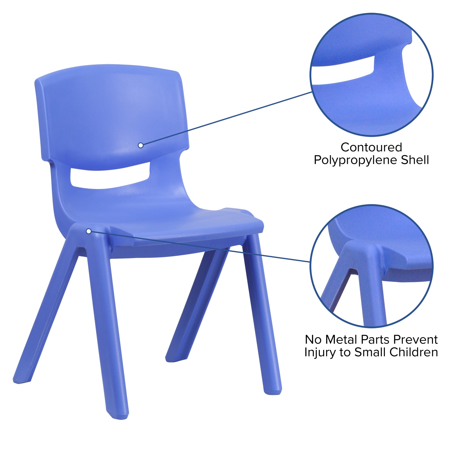 Flash Furniture Plastic Stackable School Chairs With 15 12in Seat Height Blue Set Of 2 Chairs PopularChairscom