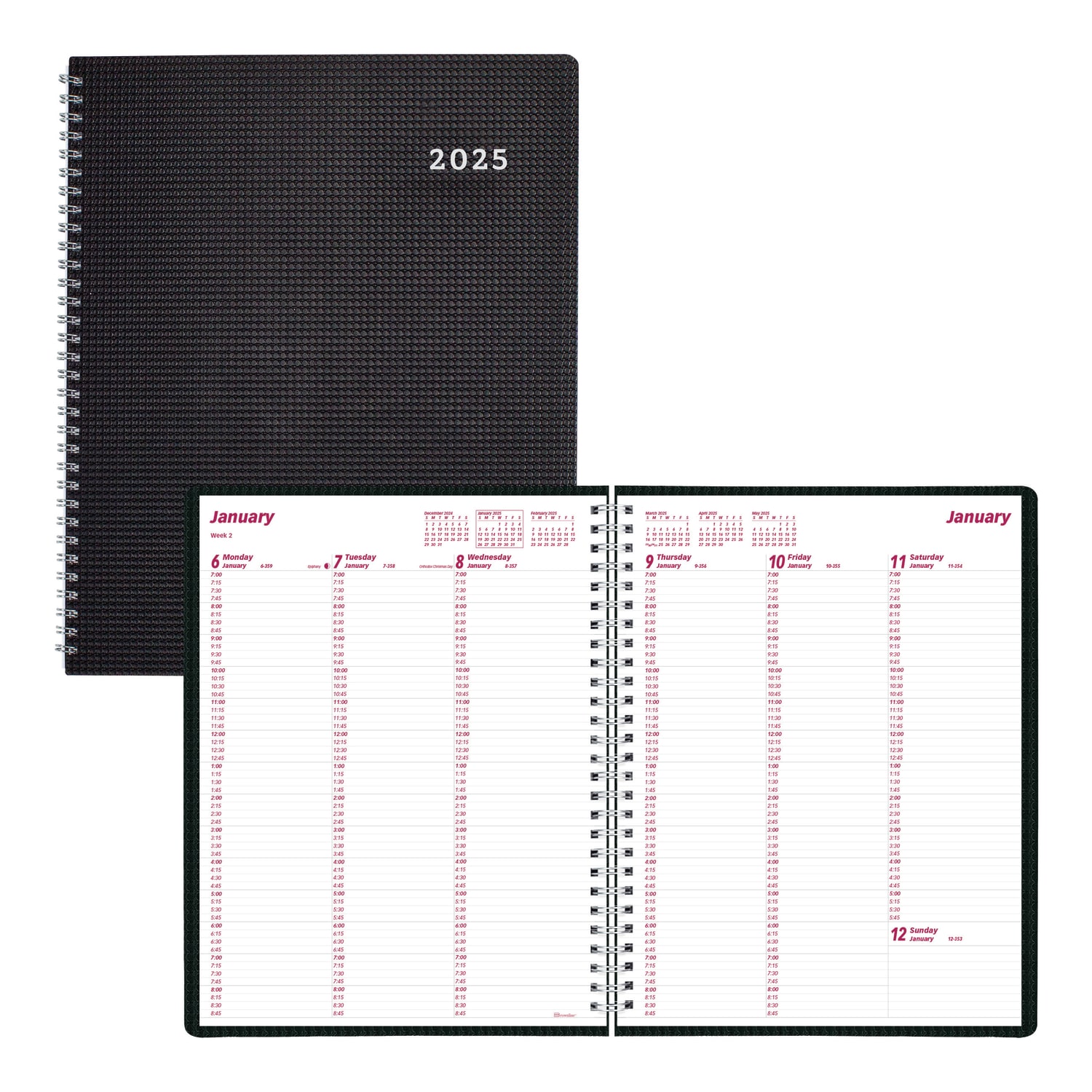 2025 Brownline DuraFlex Weekly Appointment Planner, 11in x 8-1/2in, 50% Recycled, Black, January To December, CB950V.BLK - Image 3