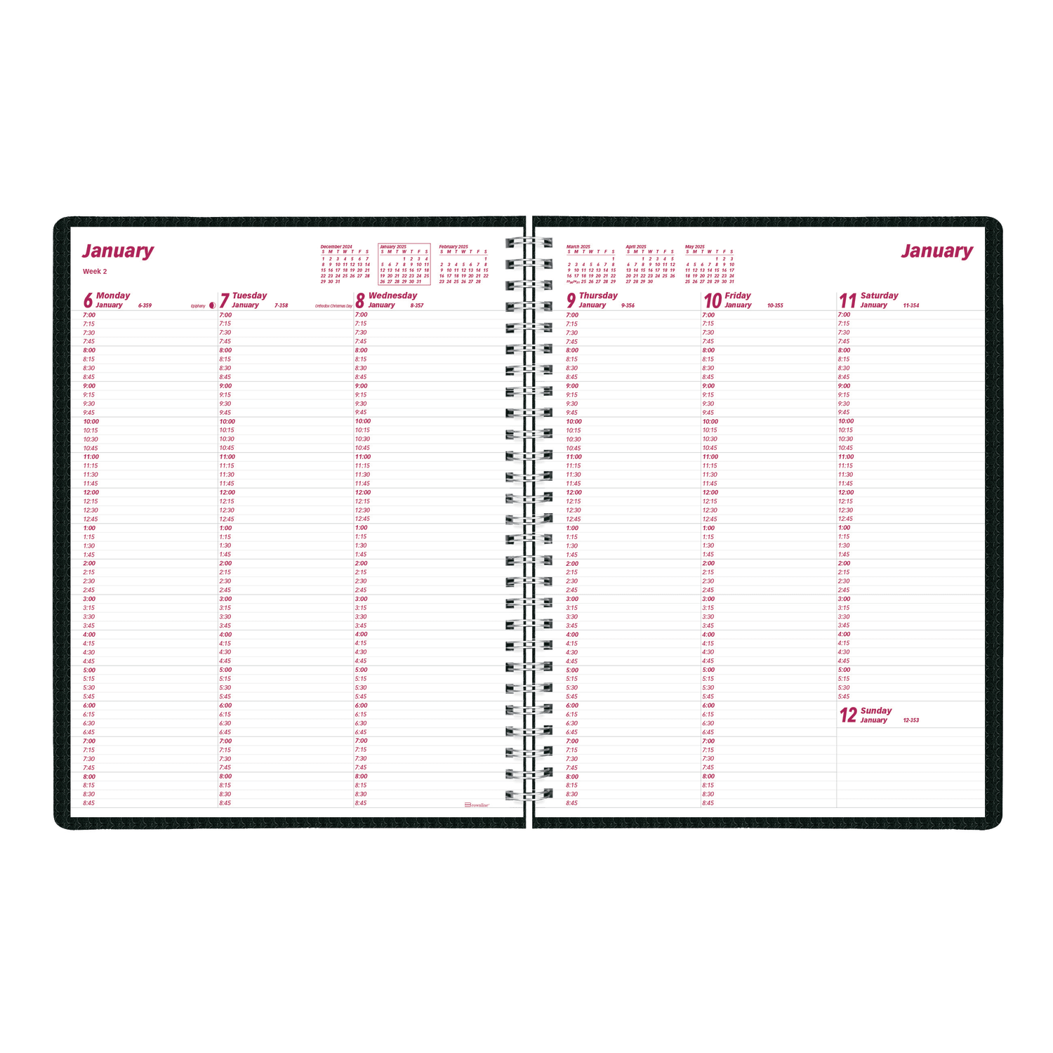2025 Brownline DuraFlex Weekly Appointment Planner, 11in x 8-1/2in, 50% Recycled, Black, January To December, CB950V.BLK - Image 4