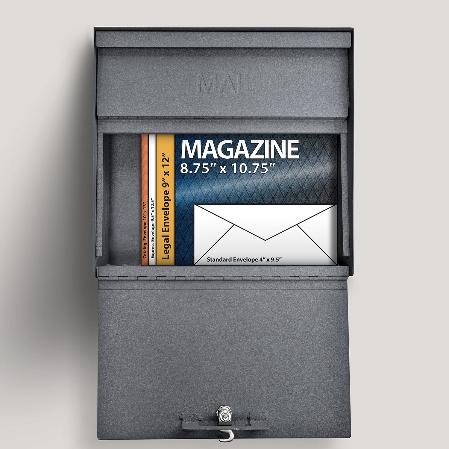 Mail Boss Metro Mail Wall Mount Locking Mailbox, 14 3/4inH x 15 2/5inW x 7 1/8inD, Granite - Image 6
