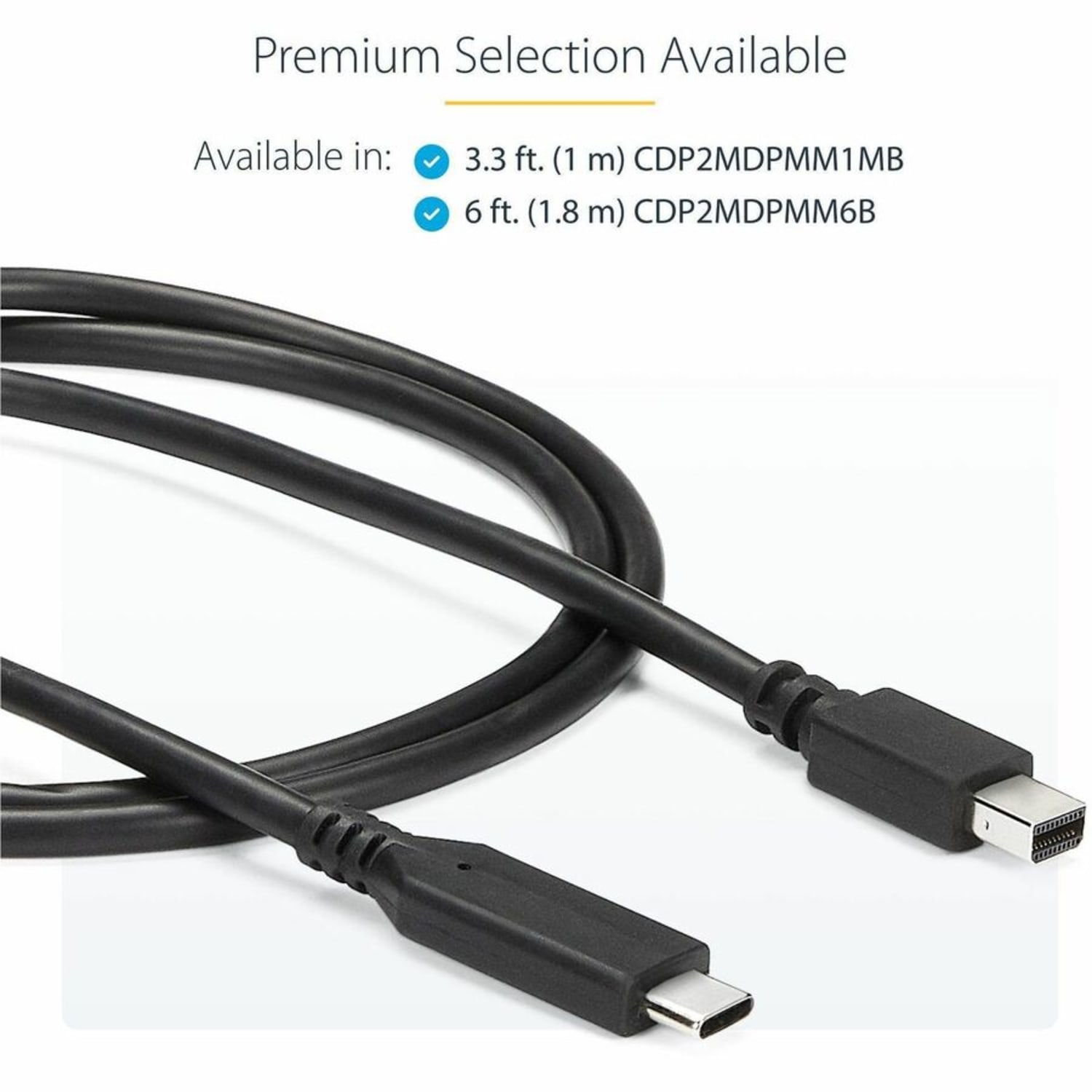 StarTech.com 6 ft./1.8 m USB-C to Mini DisplayPort Cable - 4K 60Hz - Black - USB 3.1 Type-C to Mini DP Adapter Cable - CDP2MDPMM6B - Image 6
