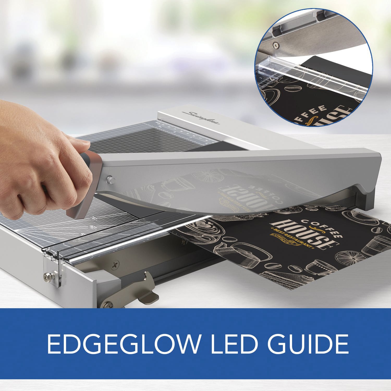 Swingline ClassicCut Guillotine Trimmer With EdgeGlow, 25inH x 14-1/8inW x 4-5/8inD, Silver - Image 6