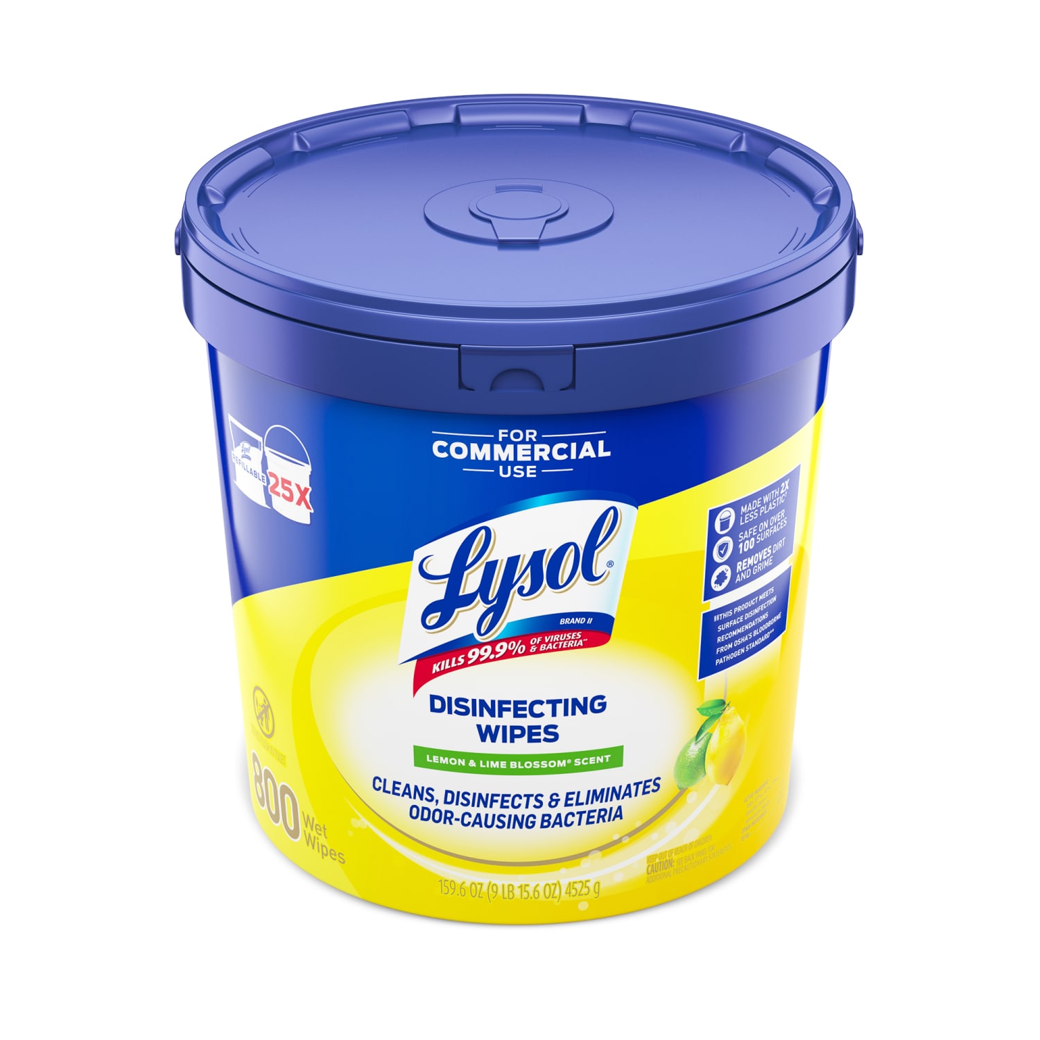 Lysol Disinfecting Wipe Bucket w/Wipes - Lemon & Lime Blossom Scent - 8in Length x 6in Width - 800 Each - White - Image 6