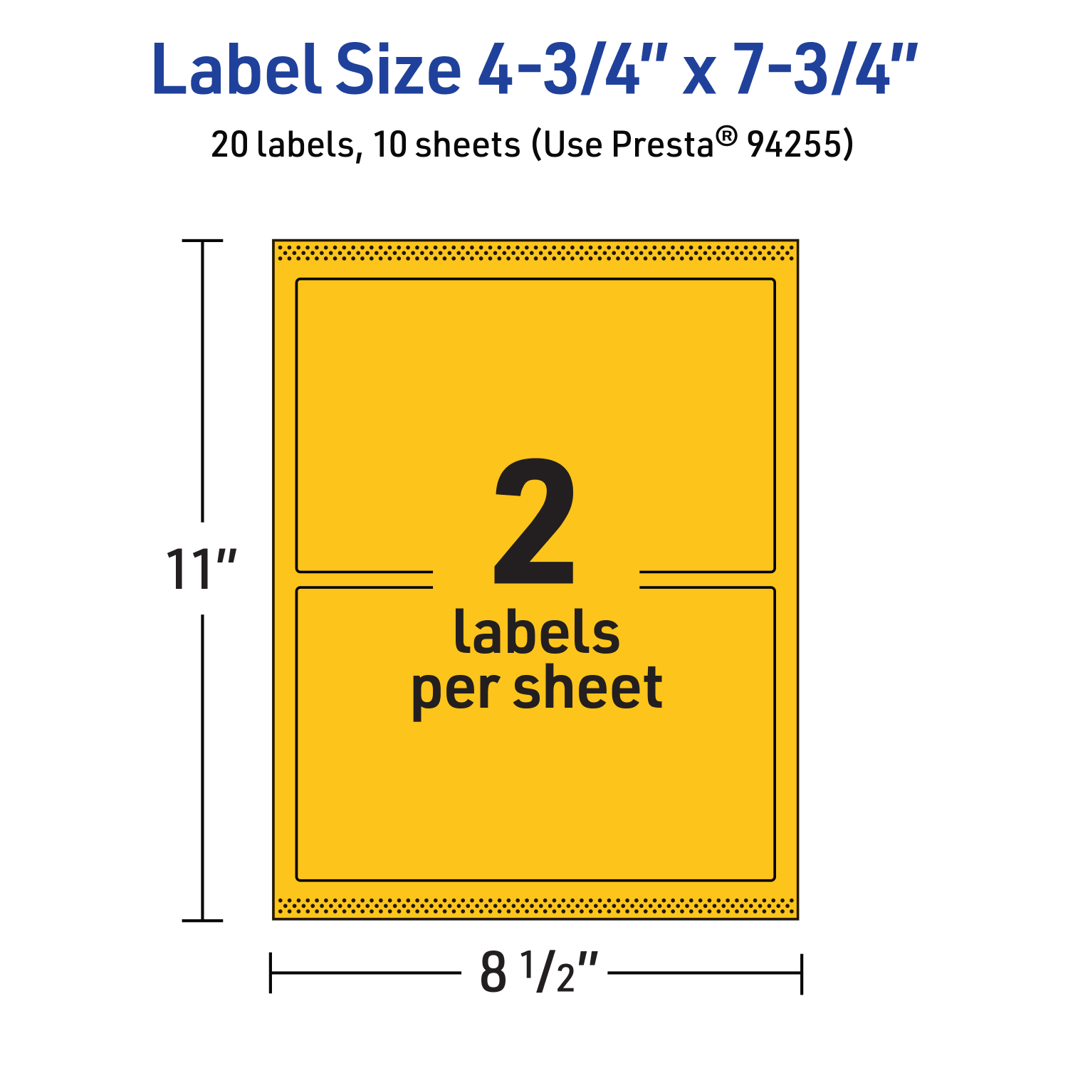 Avery Print-To-The-Edge Labels With Sure Feed Technology And Easy Peel, 94255-BYP10, Rectangle, 4-3/4in x 7-3/4in, Matte Bright Yellow, Pack of 20 - Image 6