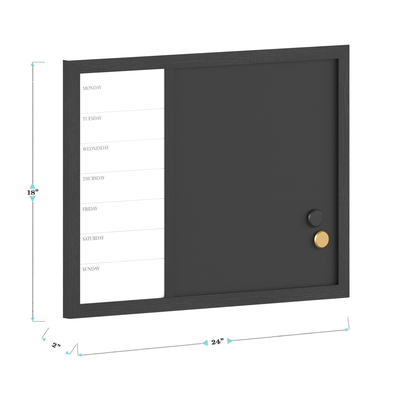 Martha Stewart Everette Magnetic Weekly Calendar Dry-Erase/Chalk Board, 18in x 24in, Black Woodgrain - Image 6